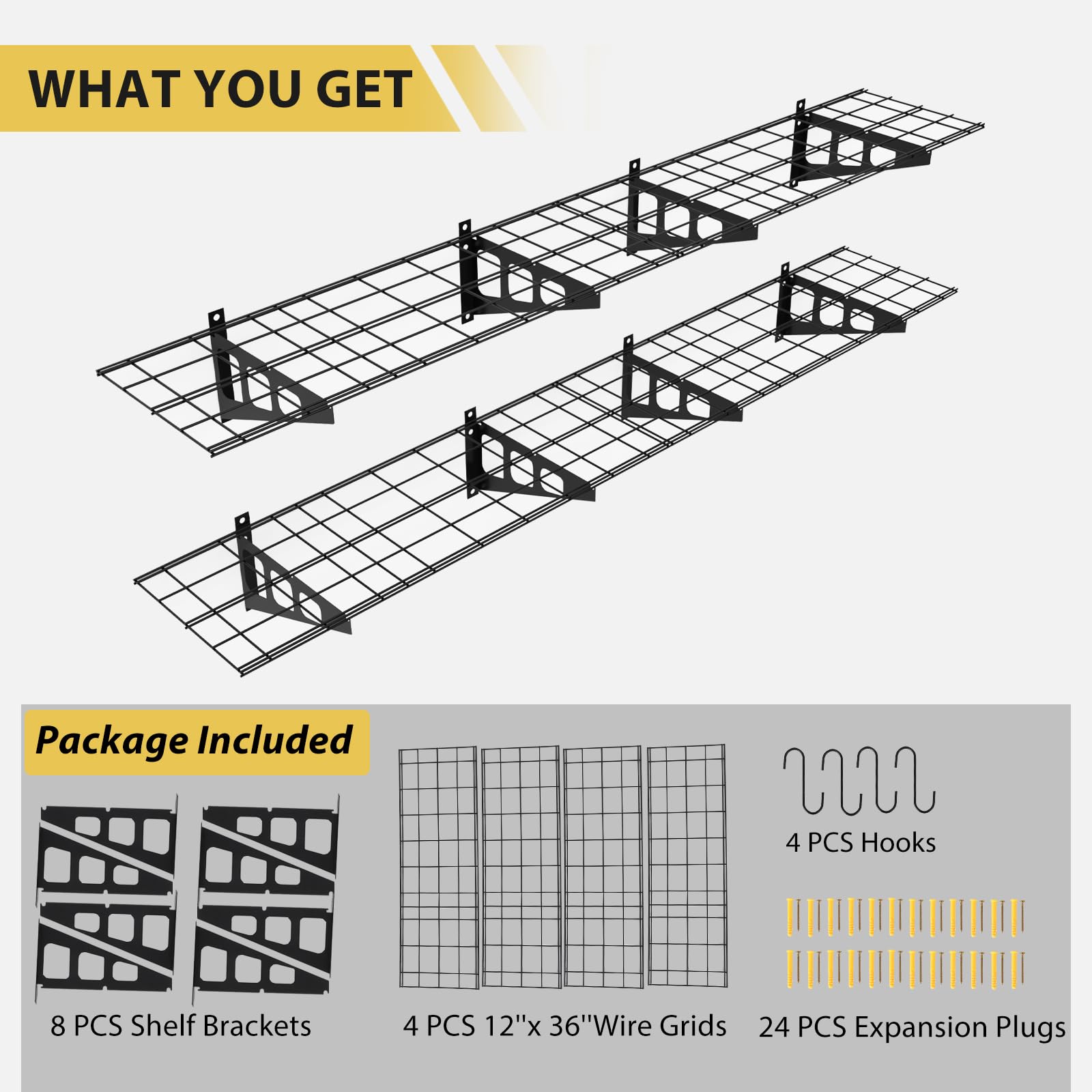 2-Pack Heavy Duty Garage Wall Shelves - 12x72 Inch Floating Shelving with 600lbs Capacity - Wall Mounted Storage Rack for Garage, Basement, Workshop & Home Organization
