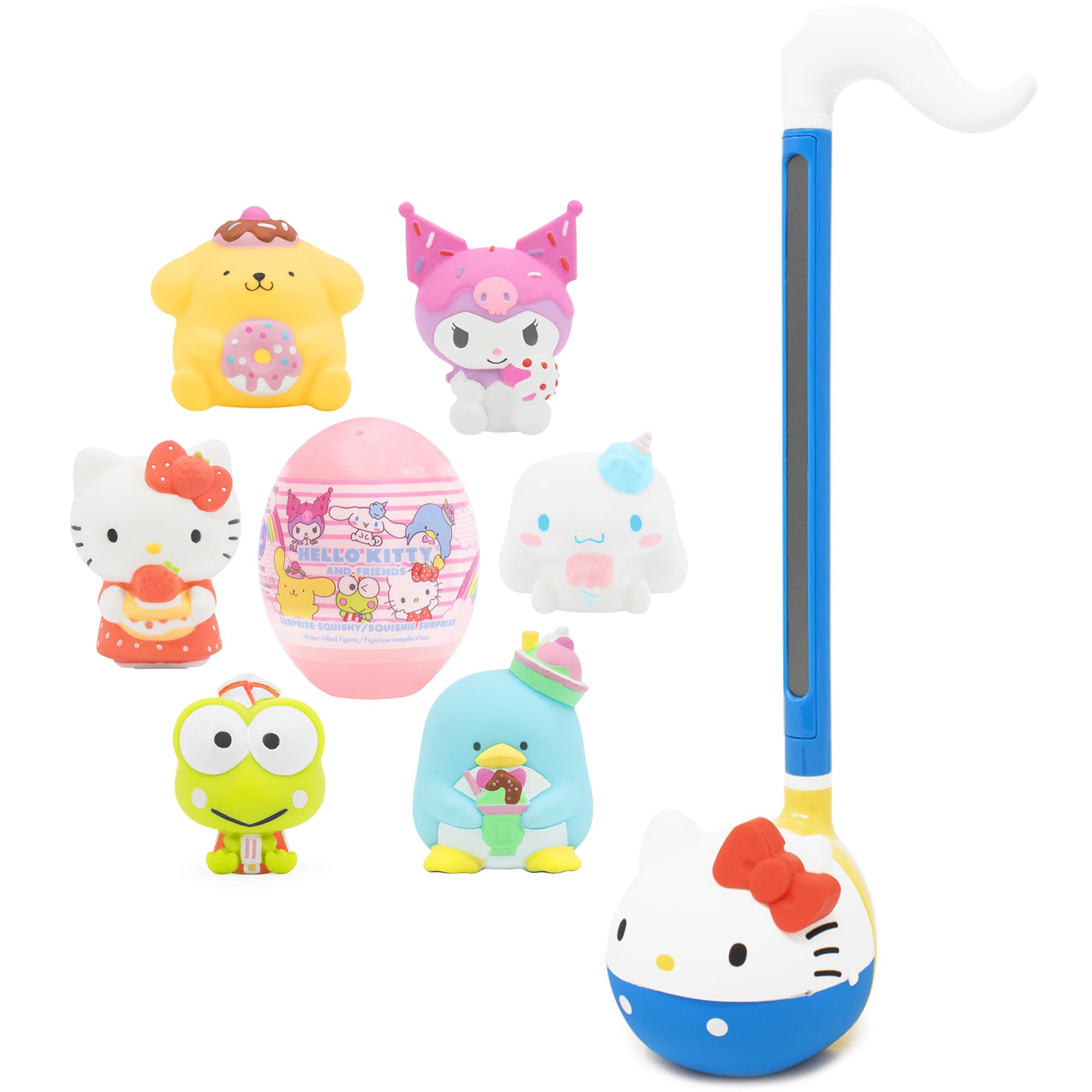 Otamatone Hello Kitty Electronic Musical Instrument & Sanrio Capsule Squishy Toy Bundle - Cute Kawaii Gift for Kids & Anime Fans - Perfect for Birthday Parties, Music Play & Stress Relief