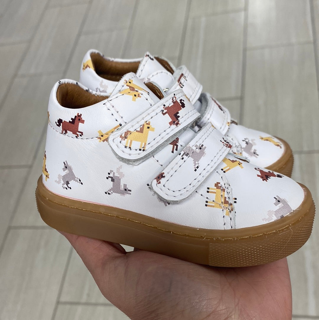 Atlanta Moccasin White Horse Print Baby Sneakers - Soft Leather First Walkers for Boys & Girls | Perfect for Outdoor Play & Special Occasions