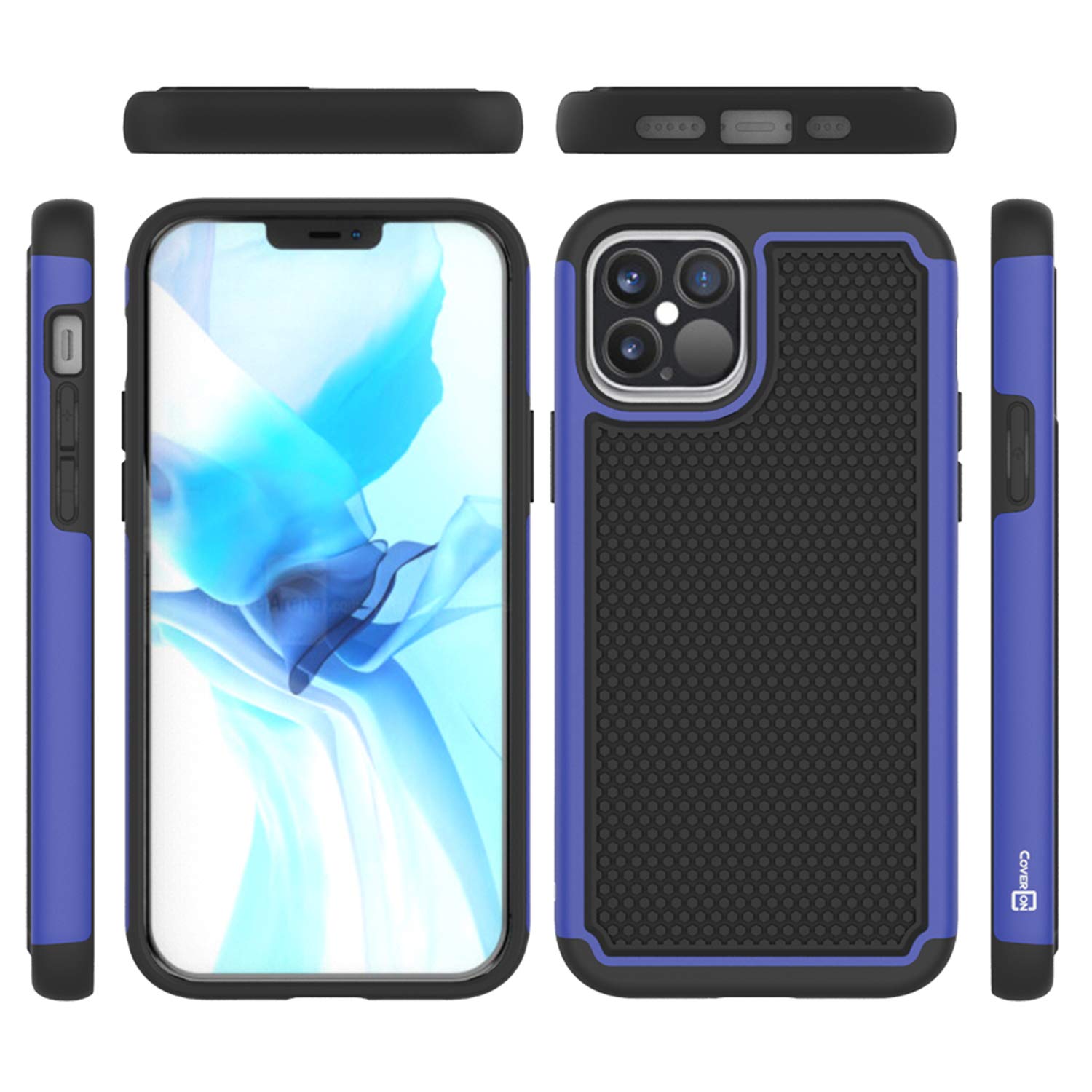 CoverON Grip Case for Apple iPhone 12 & iPhone 12 Pro (6.1 Inch) - Shockproof Dual Layer Protective Phone Cover in Blue | Perfect for Outdoor Activities, Sports & Daily Use
