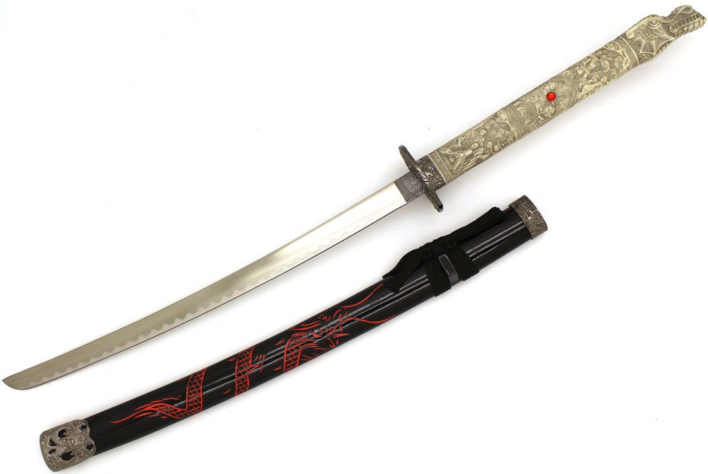 Premium Samurai Katana Sword Set - Triple Dragon Design Tactical Highlander Swords with Display Stand | Perfect for Martial Arts Training, Cosplay, and Home Decor