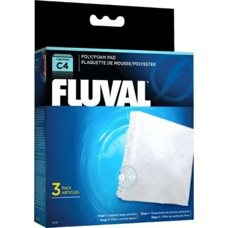 Fluval C4 Poly/Foam Filter Pad 3 Pack - Premium Aquarium Filter Media for Fish Tank Cleaning & Water Clarity - Perfect for Freshwater & Saltwater Tanks
