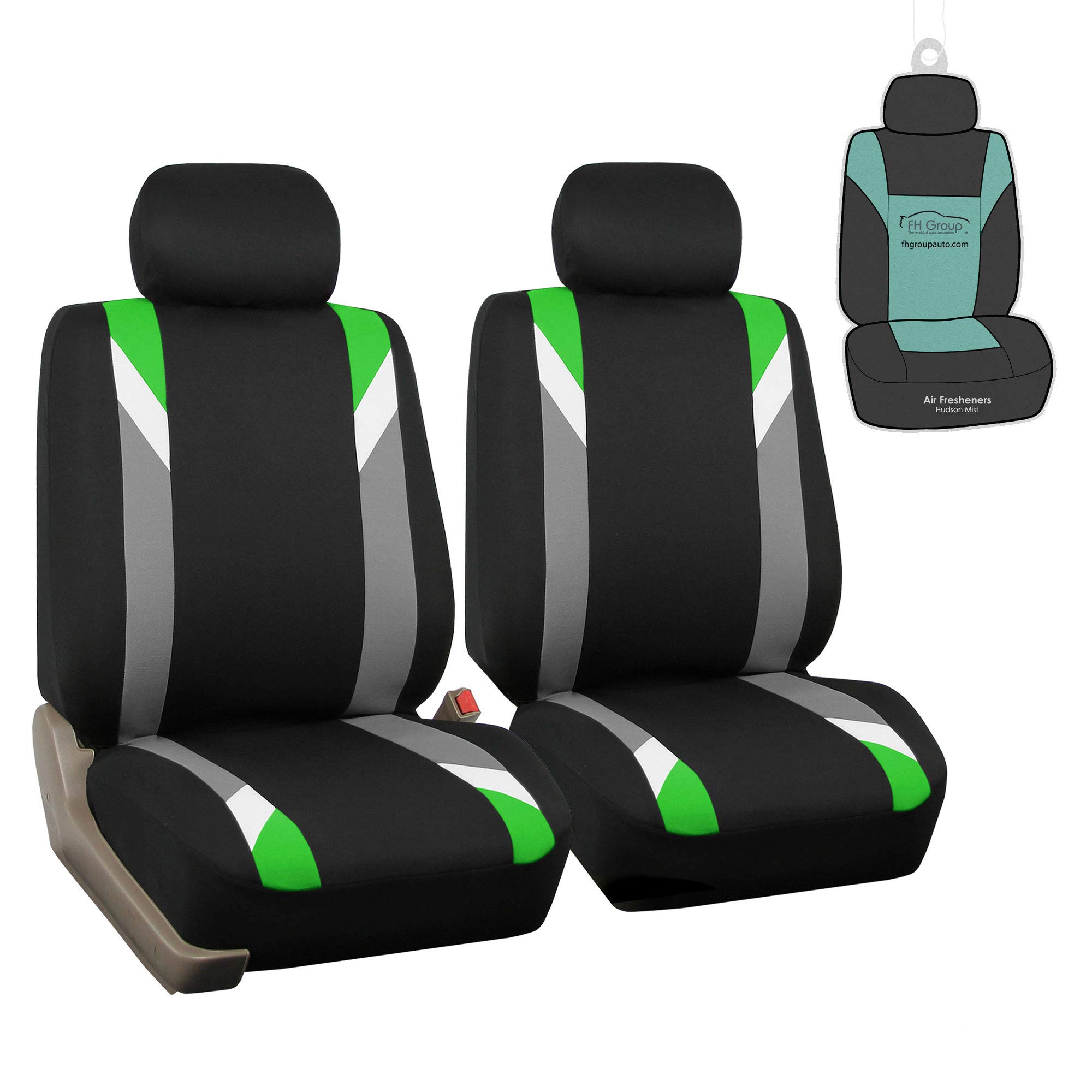 Premium Universal Airbag-Compatible Car Seat Covers - Modern Green Front Seat Protectors for Cars, Trucks, SUVs & Vans | Durable Interior Accessories for Daily Commute & Road Trips