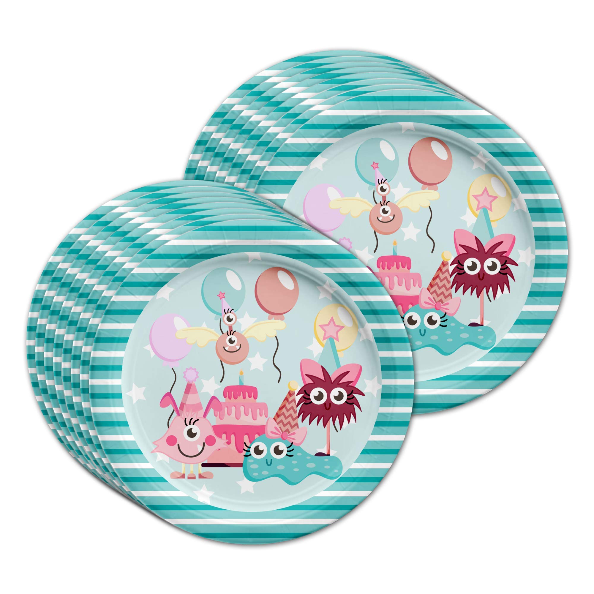 Mighty Monster Girl Birthday Party Supplies Set - 16-Piece Tableware Kit with Plates, Napkins & Cups for Kids' Themed Celebrations