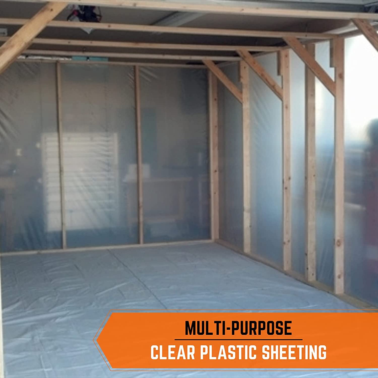 Norkan 4 mil Clear Virgin Plastic Poly Sheeting - 10' x 100' - Heavy Duty Waterproof Vapor Barrier for Construction, Painting, Landscaping | DIY Projects, Home Renovation, Concrete Curing, Floor Protection