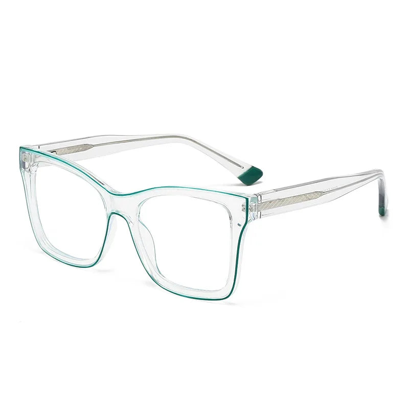 CCspace Women's Full Rim Square Cat Eye Polycarbonate Eyeglasses Frame - Lightweight & Durable for Work, Reading & Fashion (Style 301337)