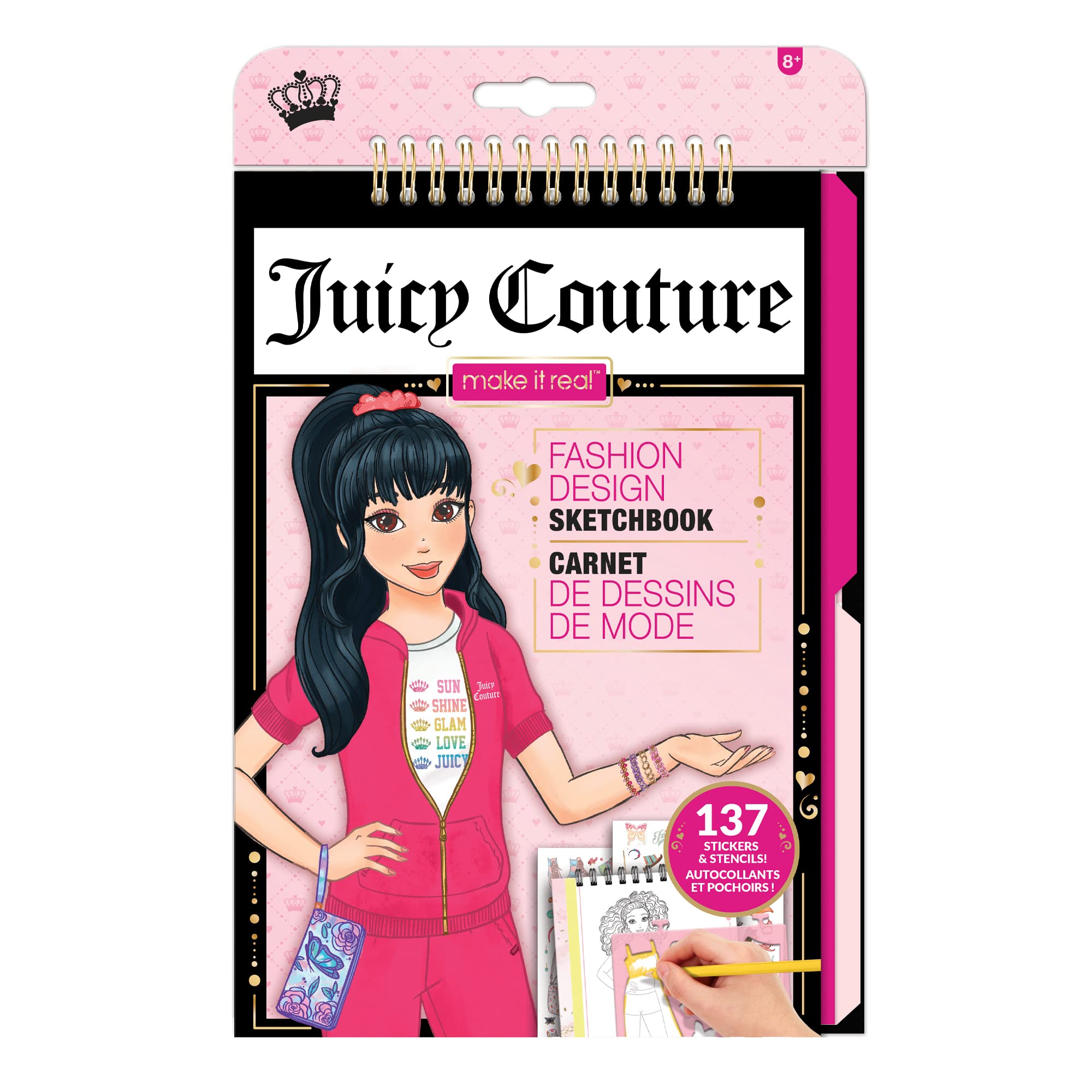 Juicy Couture Fashion Design Sketchbook for Girls Ages 6+ - 137 Stickers & Stencils Included, Creative Drawing & Coloring Activity Book | Perfect for Fashion Design Practice, Birthday Gifts & Arts and Crafts Projects
