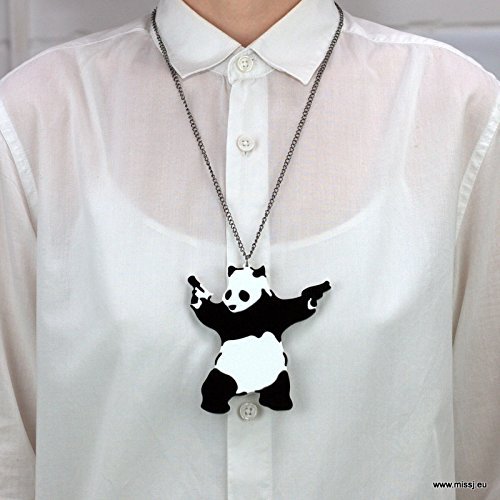 Banksy Panda with Guns Necklace - Punk Street Art Jewelry for Women & Men - Perfect for Gifts, Parties & Urban Fashion