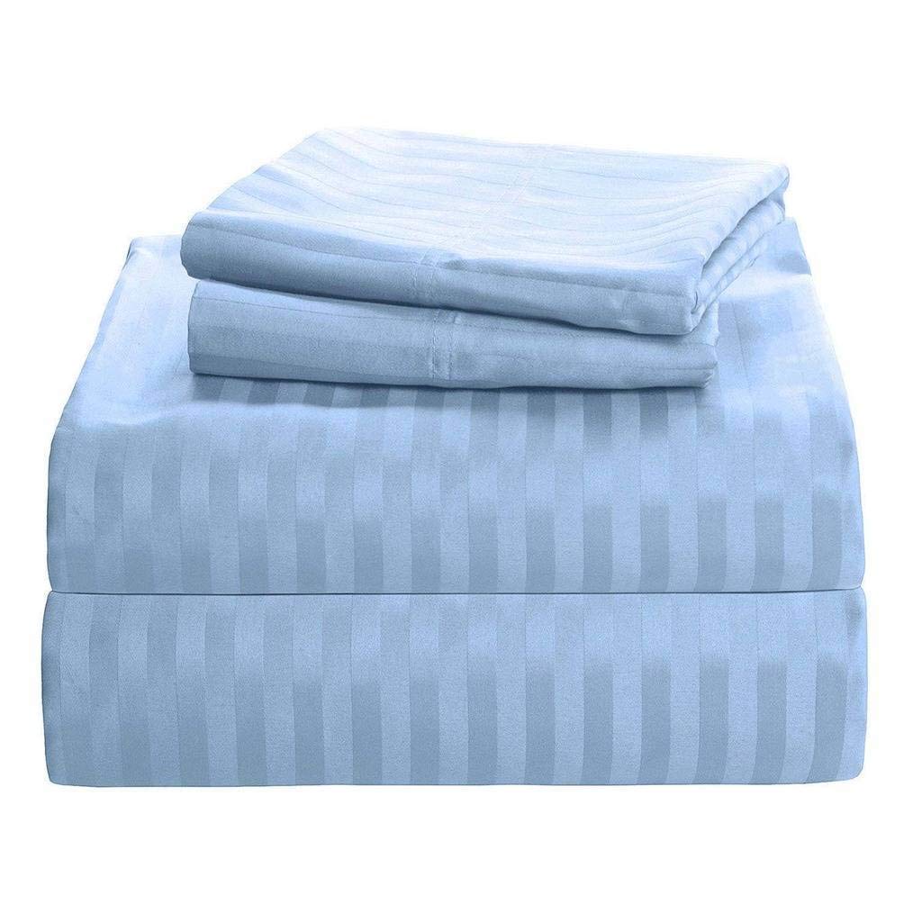 AMAY 500 Thread Count 100% Egyptian Cotton Sheet Set - Sateen Weave Deep Pocket Bedding - Twin Size Light Blue - Luxury Soft Breathable Sheets for Bedroom, Hotel & Guest Room