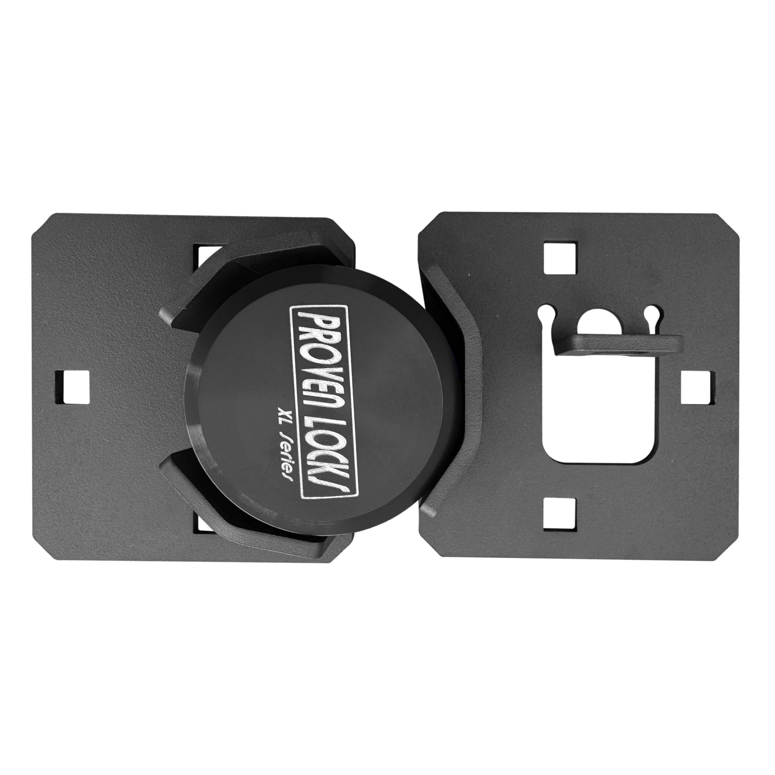 Proven Industries Puck Lock and Hasp Kit - Heavy Duty Storage Door Lock - Made in USA (Black) - Secure Sheds, Garages, Toolboxes & Outdoor Equipment