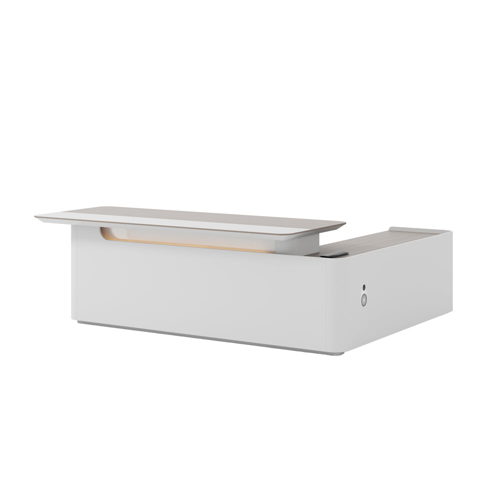 LUSH Executive Desk Left Return 240cm White & Taupe - Modern Office Desk for Home & Business Workspace