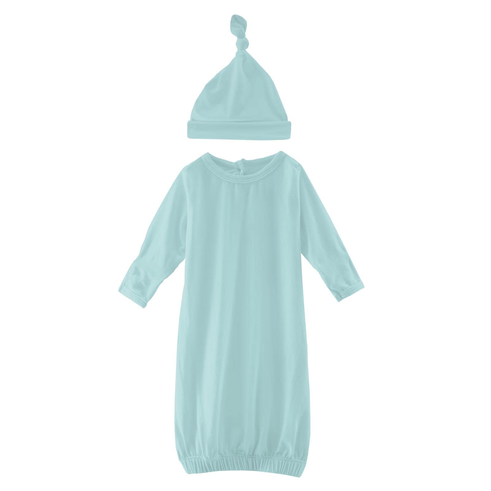 KicKee Pants Layette Gown & Single Knot Hat Set - Ultra Soft Baby Clothes for Newborn to 6 Months | Solid Color Outfit for Hospital, Photo Shoots & Everyday Comfort