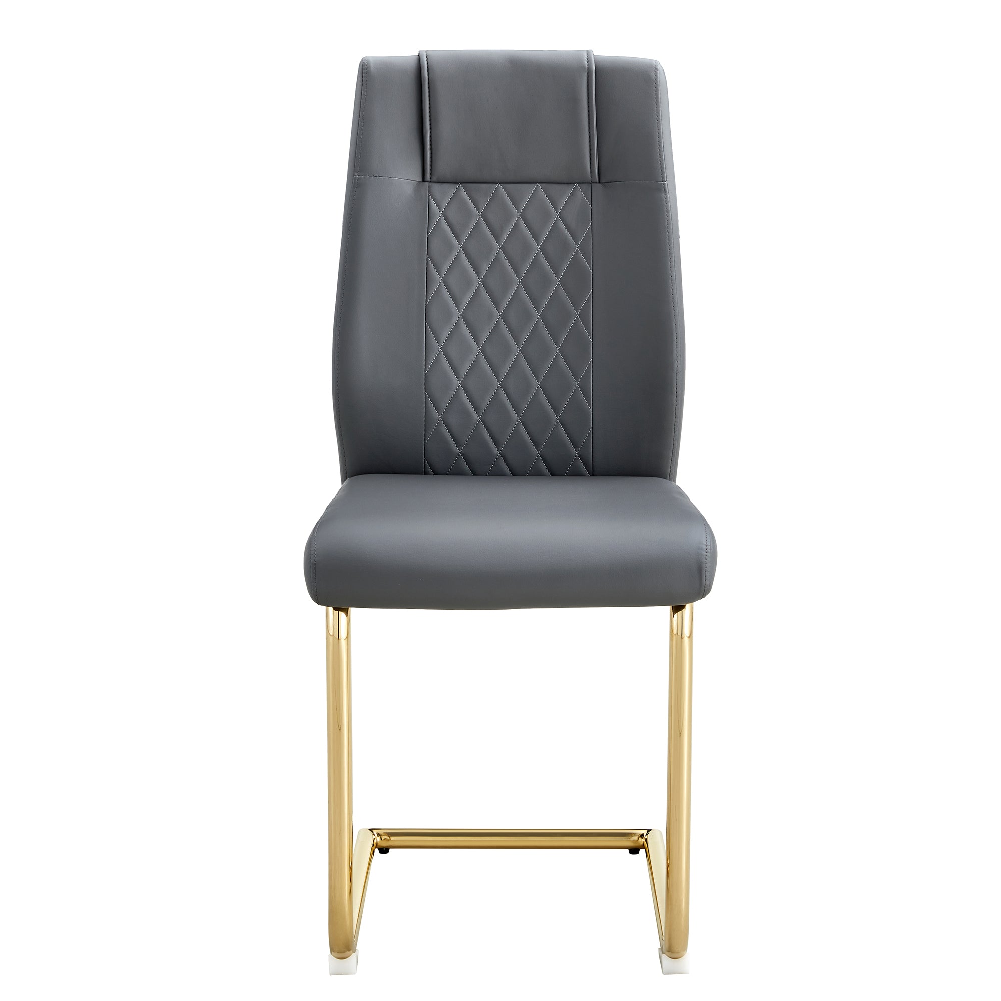 Stylish Faux Leather Cushioned Chairs with Metal Legs - Set of 6 (Gray PU Leather) for Living Room, Kitchen, Bedroom & Dining Room - Perfect for Home Decor & Guest Seating
