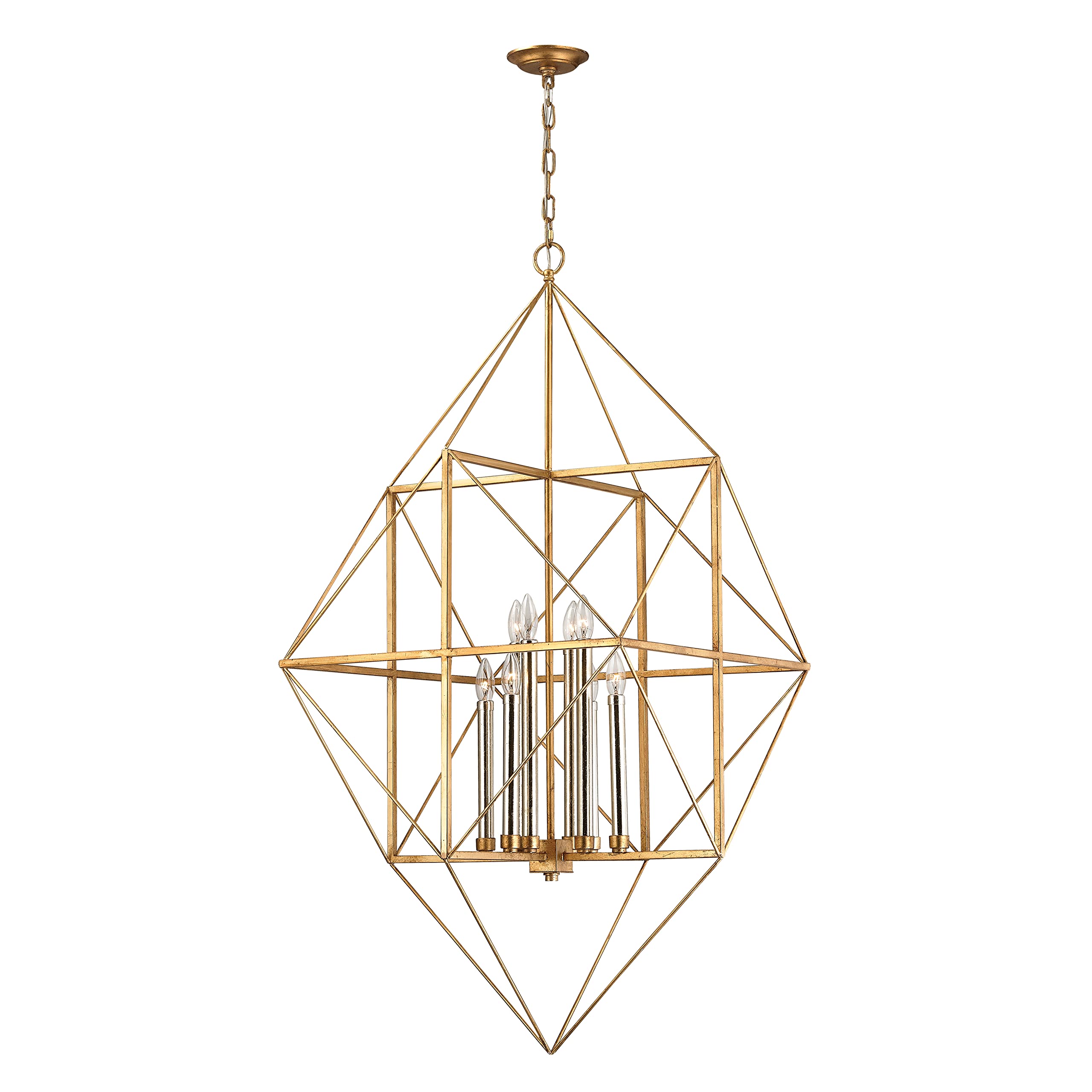 Connexions 8-Light Chandelier in Antique Gold & Silver Leaf - Elegant Dining Room Lighting Fixture for Modern Farmhouse Decor