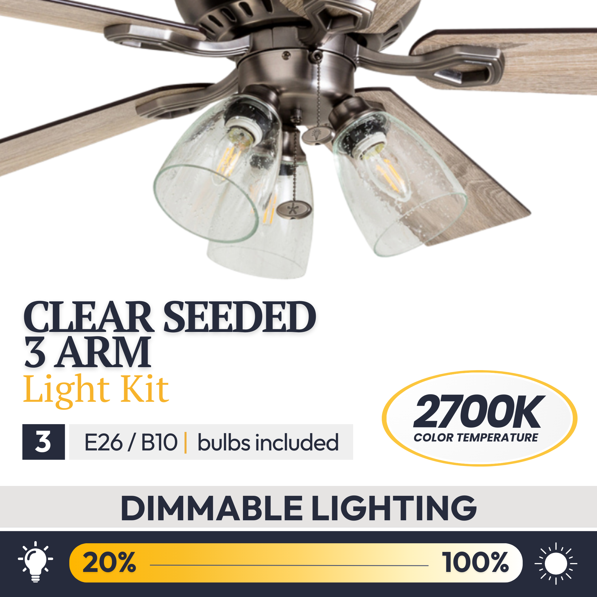 52 Inch Glenmont Antique Pewter Ceiling Fan with Pull Chain - Perfect for Living Room, Bedroom, and Outdoor Patio Cooling