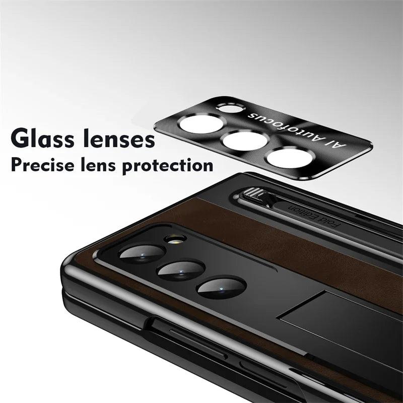 Premium Leather Folding Stand Case for Samsung Galaxy Z Fold 6 - Slim Protective Cover with Kickstand for Hands-Free Viewing, Work & Entertainment