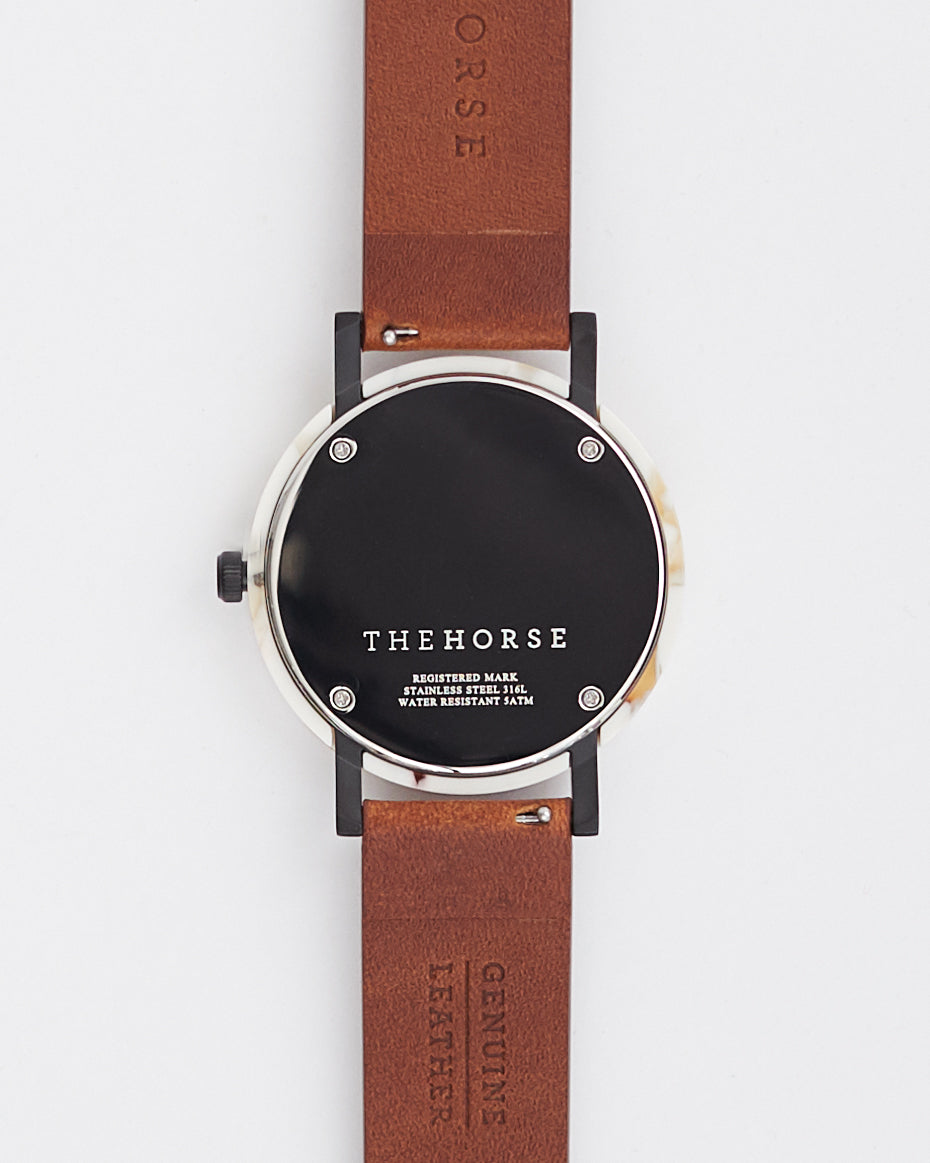 Premium Resin Watch with Nougat Shell Case, White Dial & Tan Leather Strap – Perfect for Casual, Business & Everyday Wear