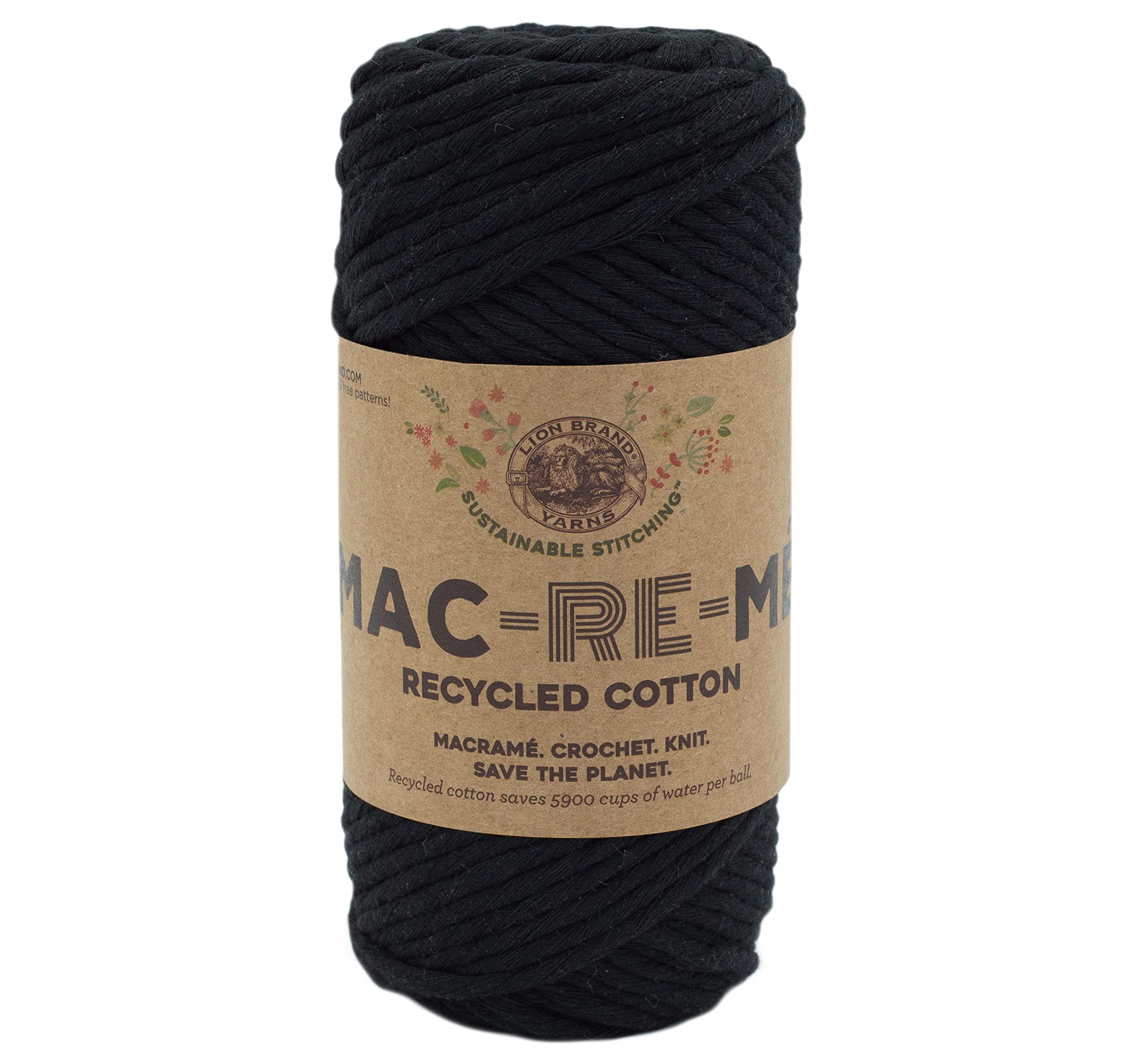 Lion Brand Yarn Mac-Re-Me Yarn - Soft Black Knitting & Crochet Yarn for Scarves, Hats & DIY Crafts - Premium Acrylic Fiber for Handmade Projects