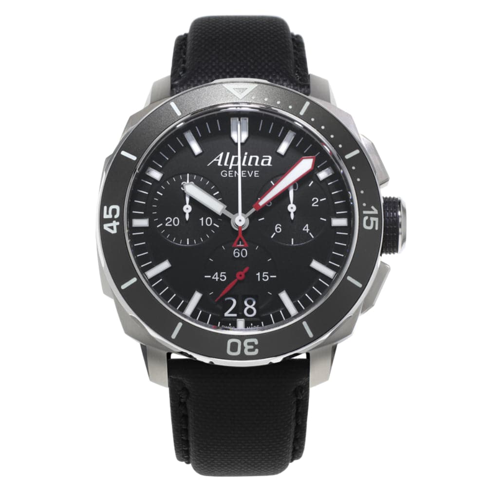 ALPINA SEASTRONG DIVER 300 Black Dial Silicone Strap Men's Watch AL-372LBG4V6 - Professional Waterproof Diving Timepiece for Men, Perfect for Scuba Diving, Swimming & Outdoor Adventures