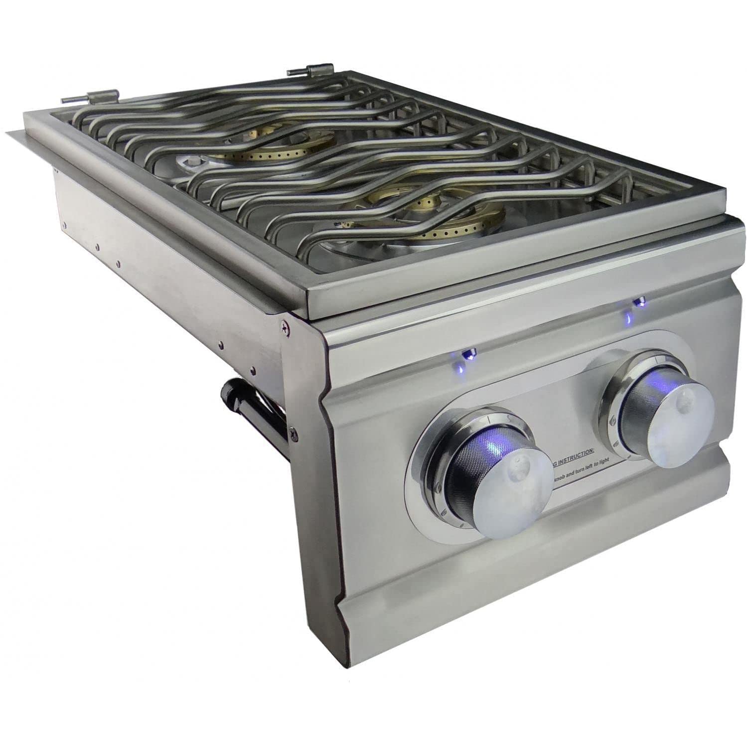 Double Side Burner Slide-In Propane Stove with LED Lights - Perfect for Outdoor Cooking, Camping & Backyard BBQs
