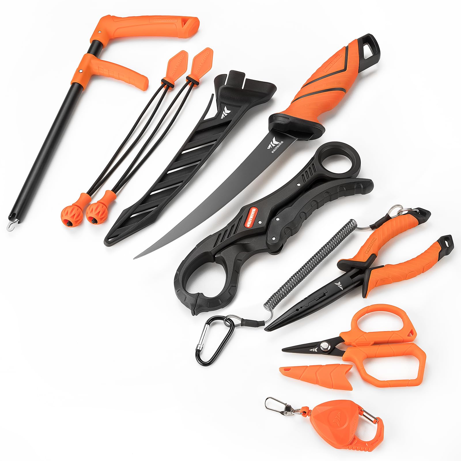 KastKing SteelStream 8-Piece Fishing Tool Kit - Premium Fishing Pliers with Lanyard, Fillet Knife, Floating Fish Lip Gripper, Braid Scissors, Hook Remover & Bungee Cords - Perfect for Saltwater & Freshwater Fishing, Kayak & Boat Anglers