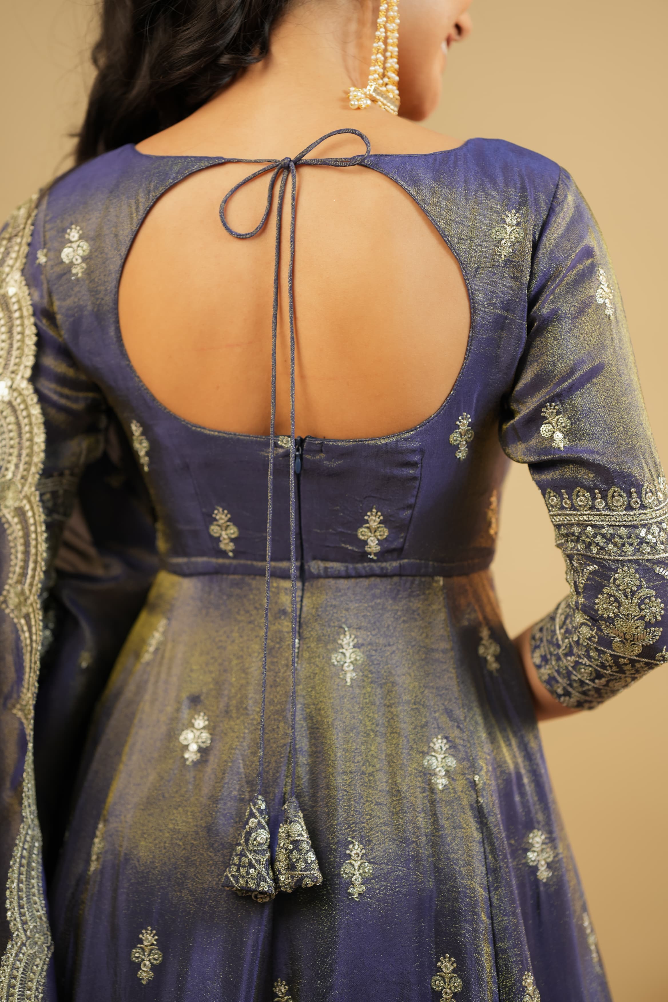 Premium Swastik Embroidered Anarkali Dress with Skirt Set - Elegant Indian Ethnic Wear for Festivals, Weddings & Special Occasions