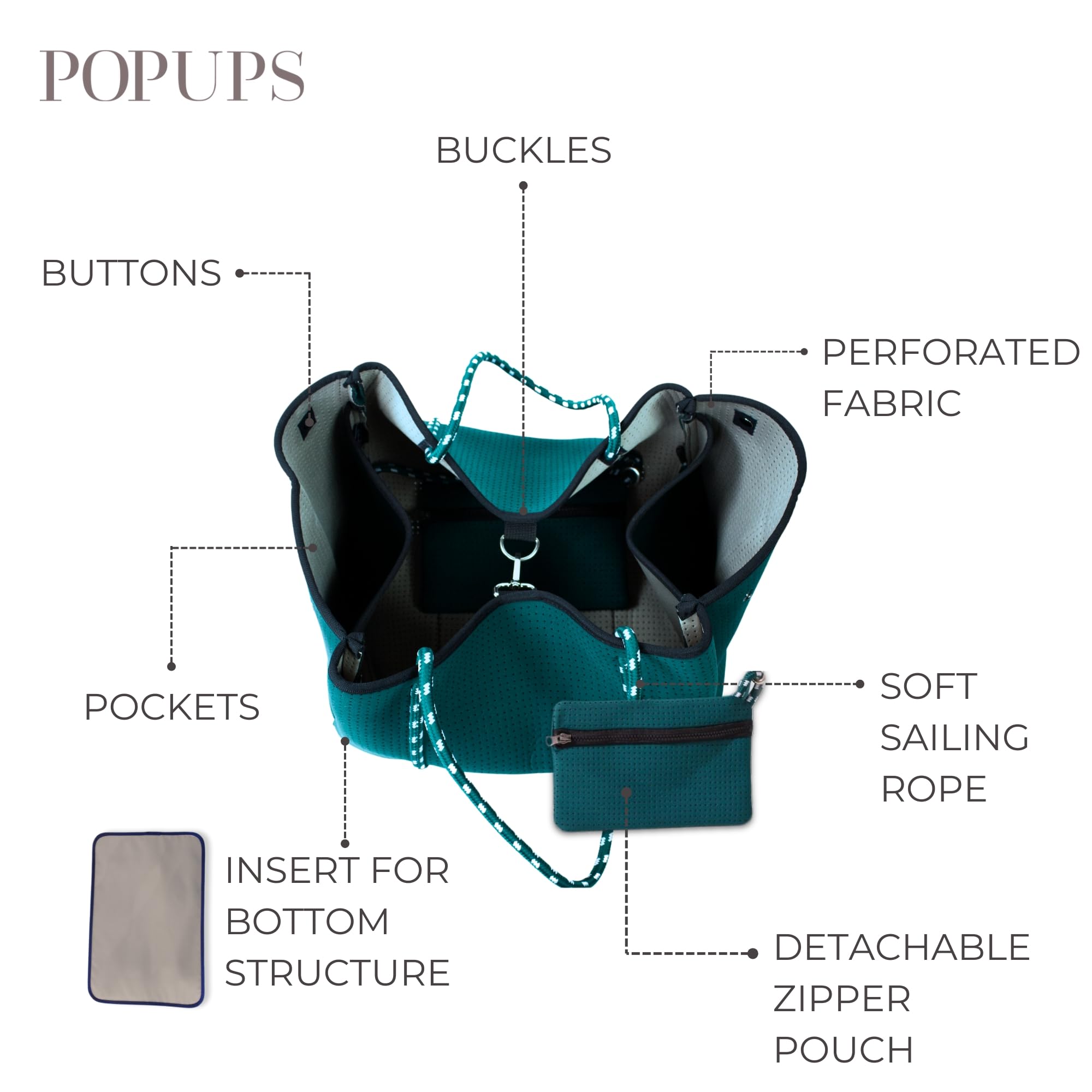 Stylish Large Neoprene Tote Bag for Women - Water-Resistant Designer Handbag with Multiple Pockets & Zipper Pouch - Perfect for Work, Travel, Gym & Beach Day Essentials