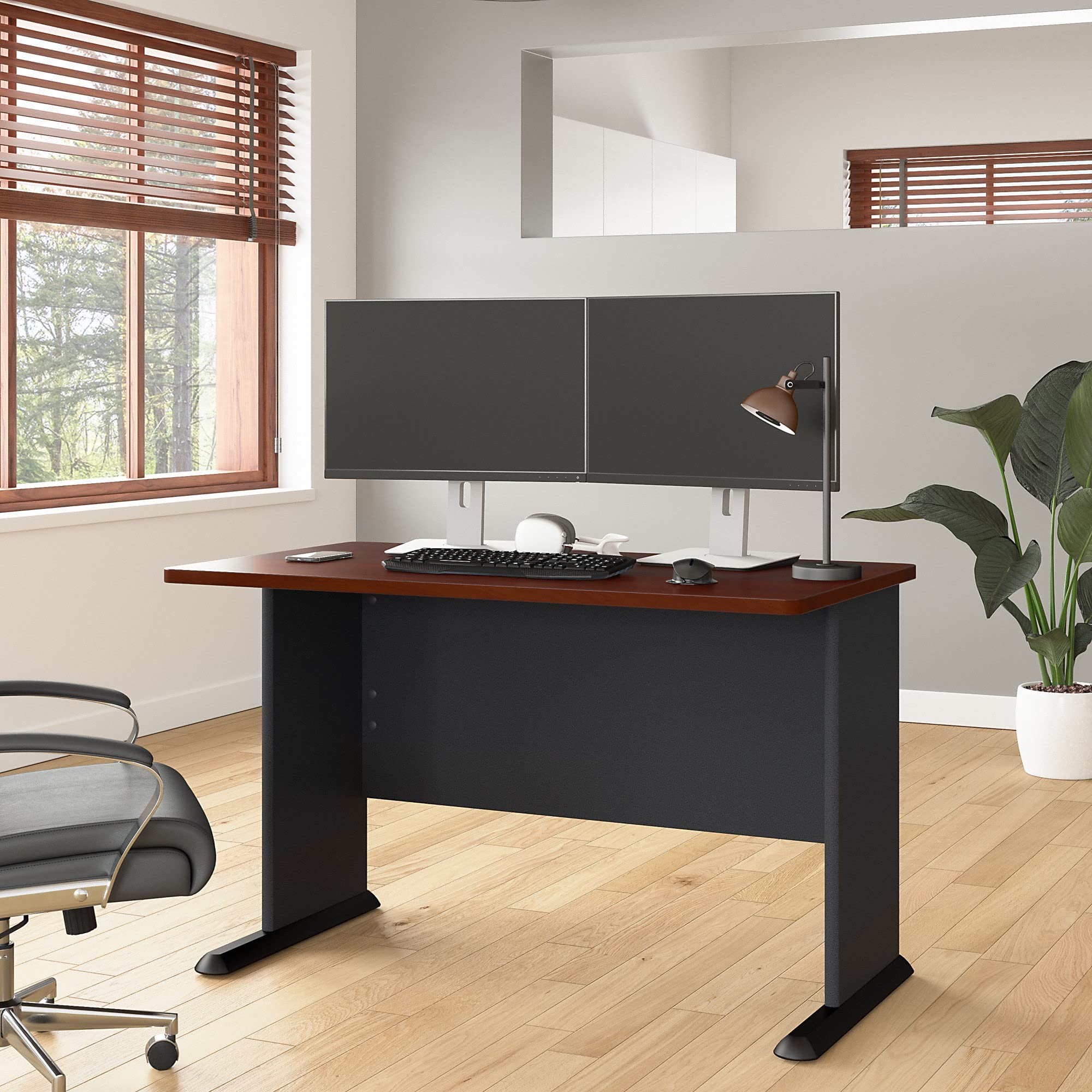 Bush Business Furniture Series A 72W & 48W Office Desks in Hansen Cherry & Galaxy Finish - Perfect for Home Office, Workspace & Business Environments