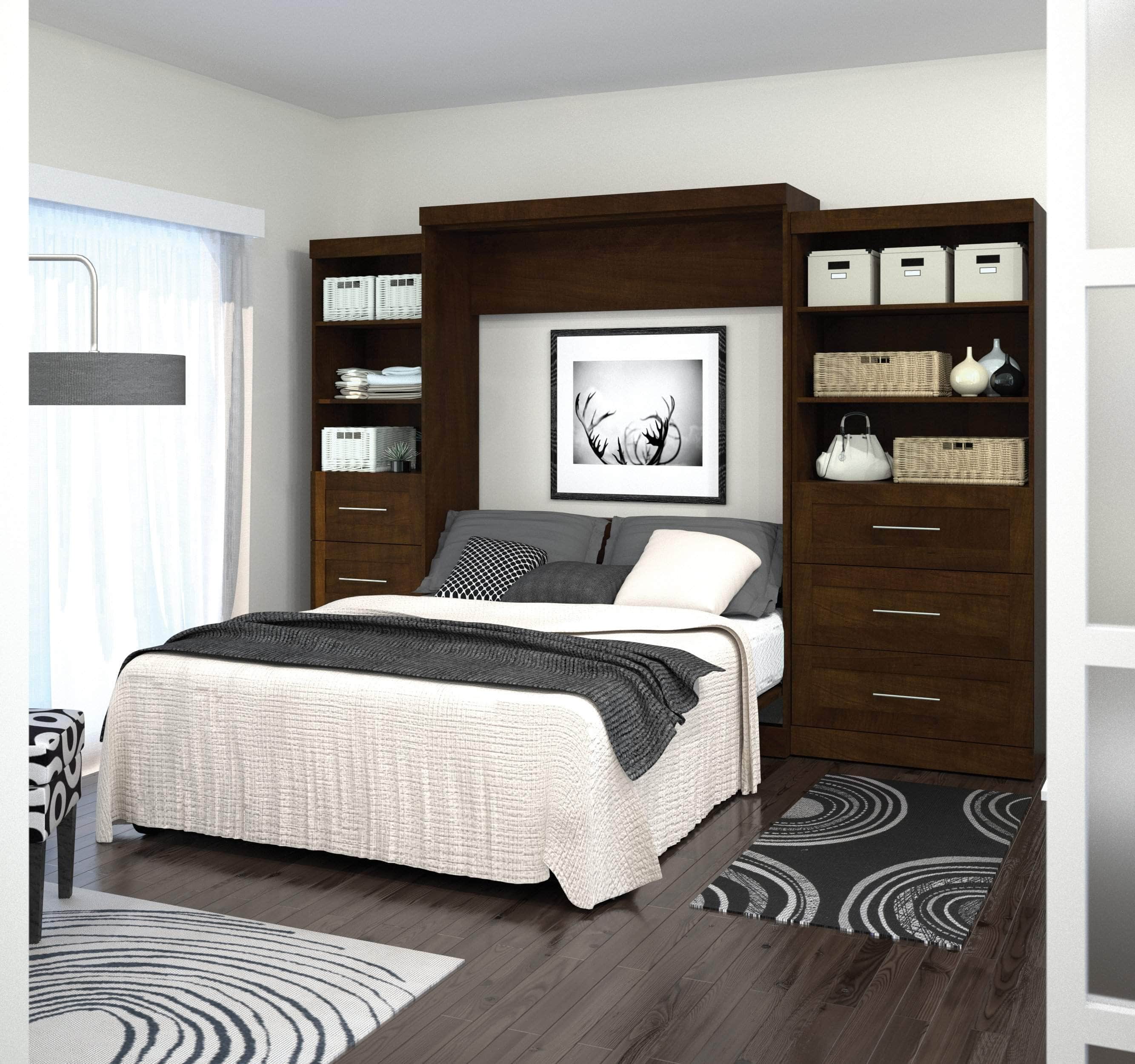 Pur Queen Murphy Wall Bed with 2 Storage Units & Drawers (126