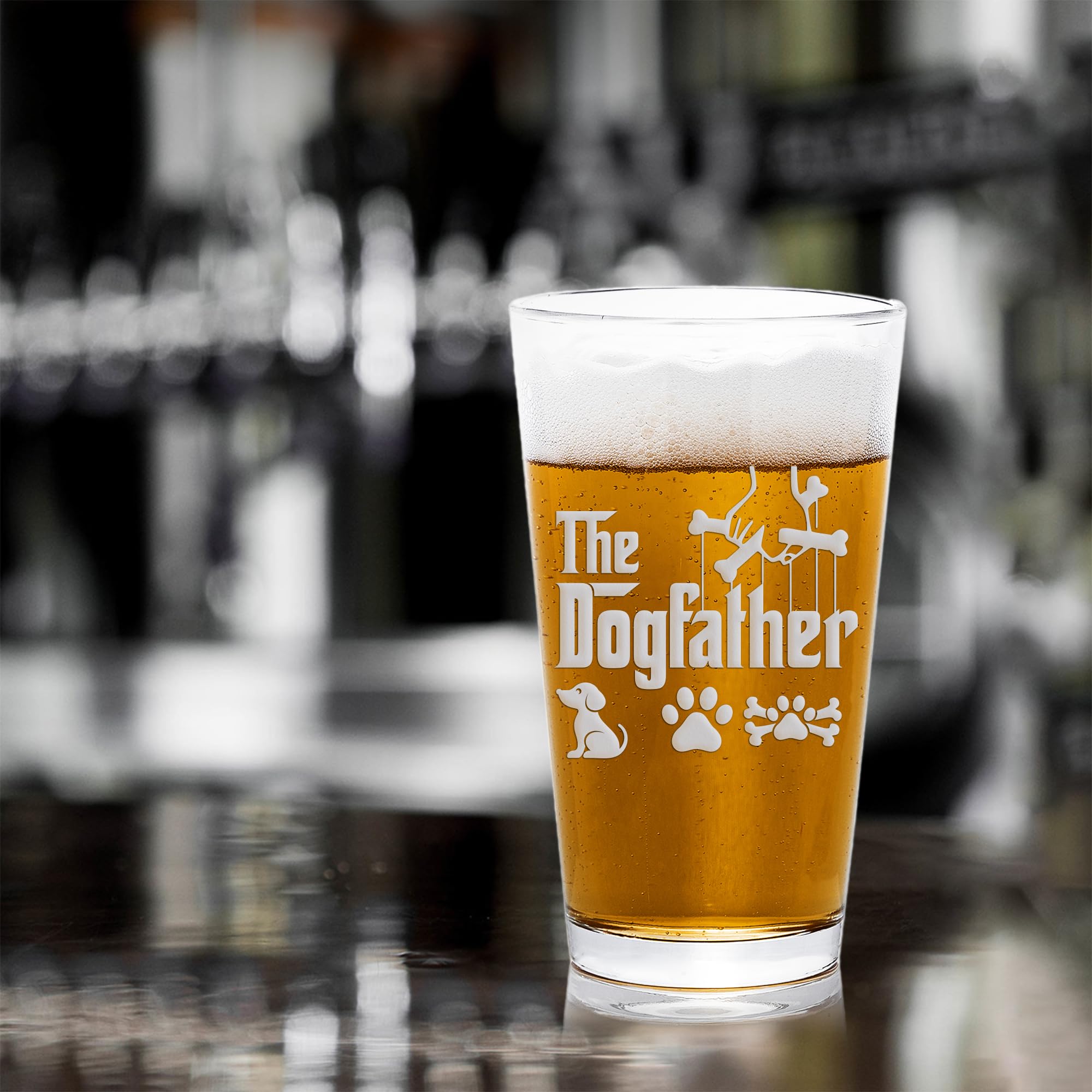 The Dog Father Pint Glass - Funny Dog Dad Beer Mug, Unique Godfather Gift for Dog Lovers, Best Dog Dad Ever Gift Idea, Happy Father's Day Present for Pet Owners, World's Best Dog Dad Glass - Perfect for Beer Lovers, Father's Day Celebrations & Dog-Themed Parties