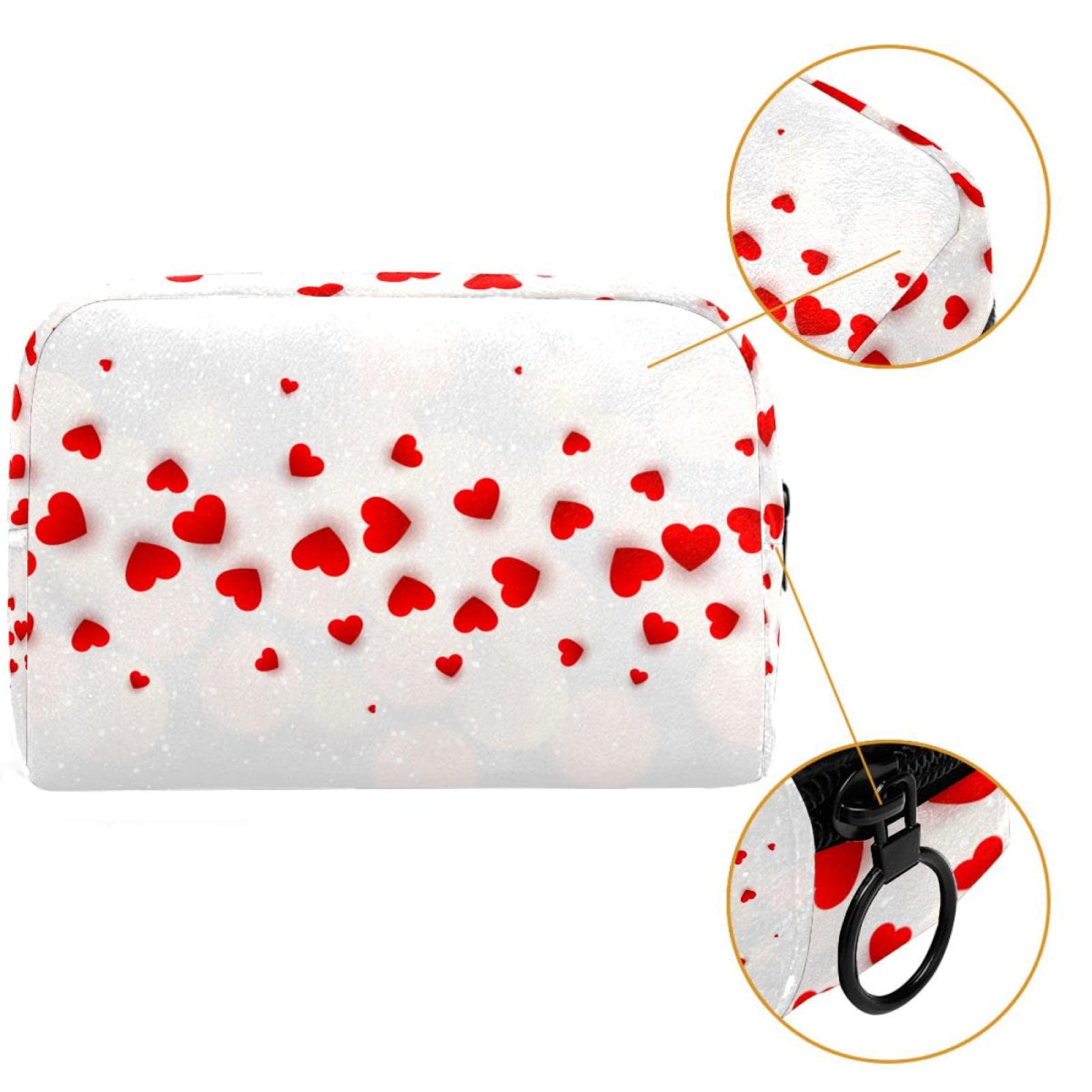 Portable Travel Makeup Bag with Zipper - Small Cosmetic Pouch with Flying Hearts Design, Toiletry Organizer for Women | Perfect for Airplane Carry-on, Gym & Weekend Getaways
