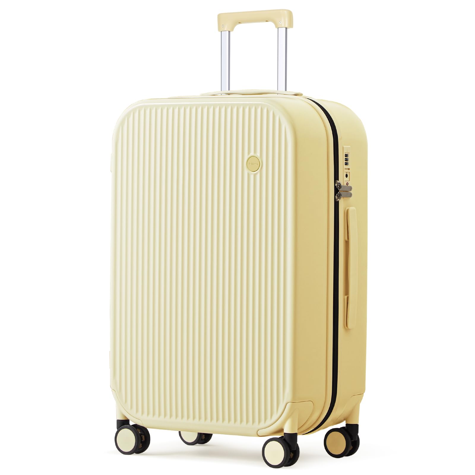 24 Inch Checked Luggage PC Hardshell Suitcase with 360° Spinner Wheels - Lightweight Travel Luggage for Women & Men (Lark Yellow) - Perfect for Air Travel, Business Trips & Vacation Getaways