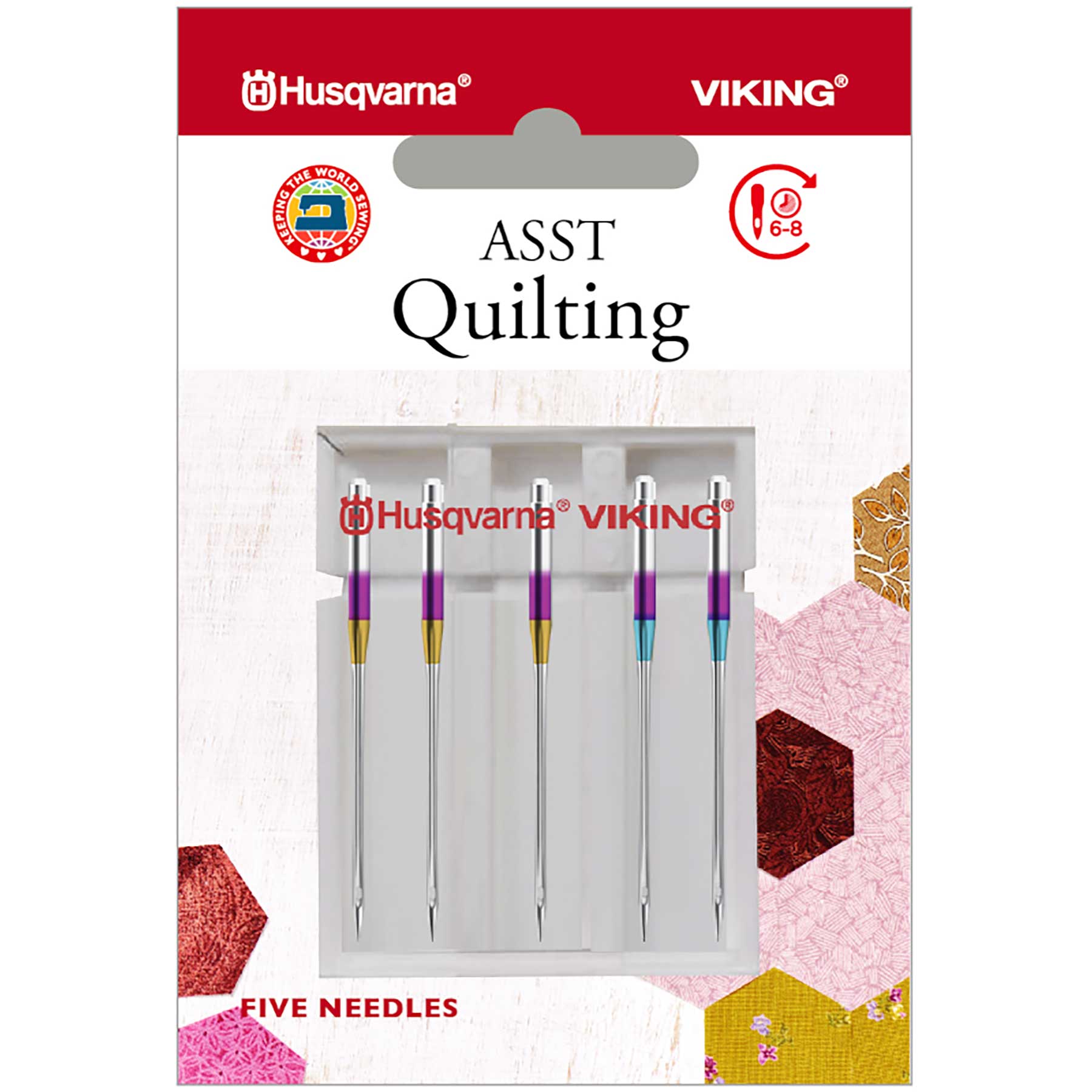 HUSQVARNA VIKING Quilting Needles Assorted Sizes 5 Pack - Premium Sewing Needles for Quilting, Embroidery & Crafting - Perfect for Home Sewing Projects & DIY Fabric Arts