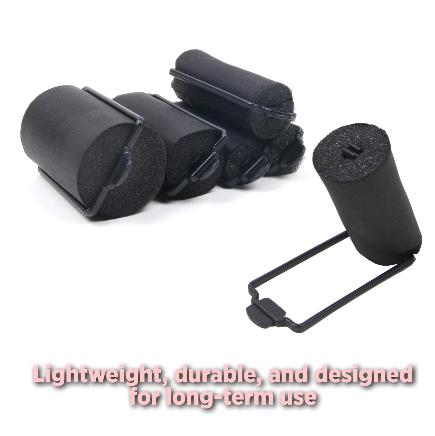 8PCS DONNA Foam Hair Rollers for Heatless Styling - 1 Inch Large Silky Satin Hair Curlers with Clips (Black) | Perfect for Overnight Curls, Vintage Hairstyles & Salon-Quality Results at Home
