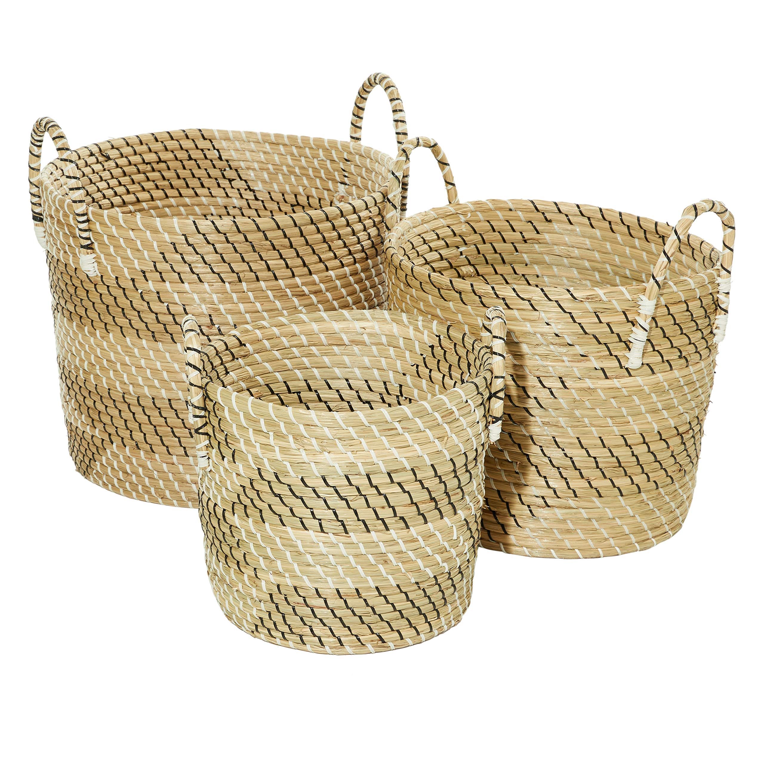 Deco 79 Handwoven Seagrass Storage Baskets - Set of 3 (14