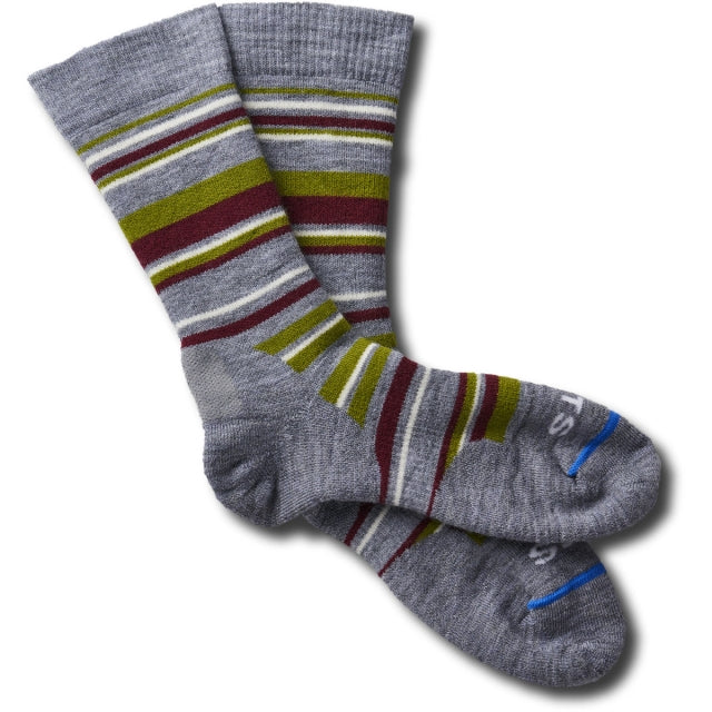 Medium Hiker Striped Crew Socks - Moisture-Wicking Hiking Socks for Men & Women - Perfect for Outdoor Adventures, Camping & Trekking