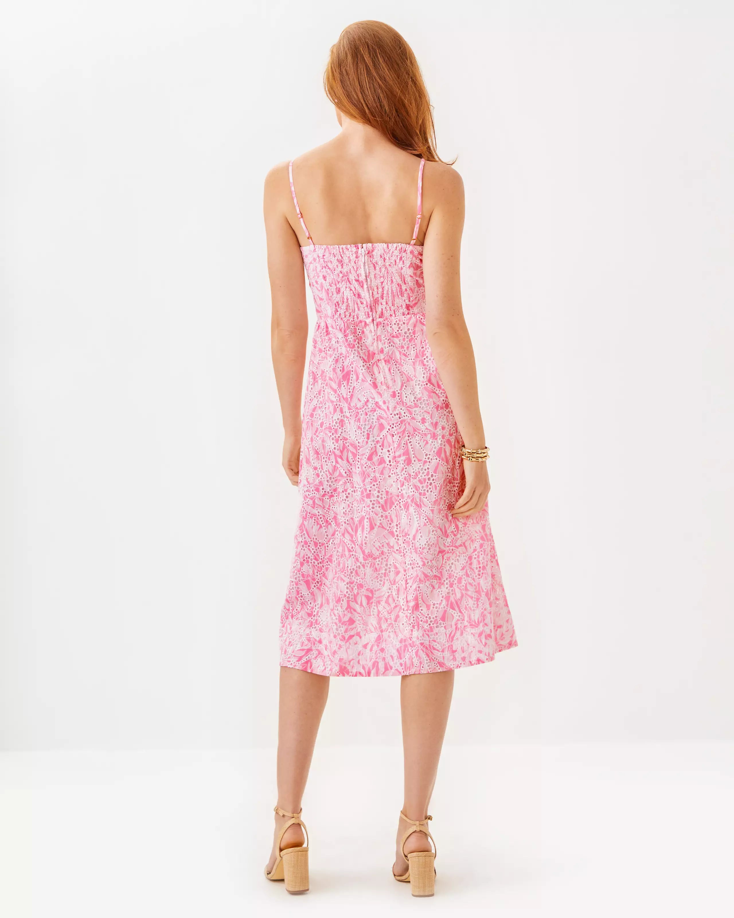 Allarie Midi Dress - Rousseau Pink Tulip Floral Print Women's Summer Dress for Casual Wear, Date Night & Outdoor Events