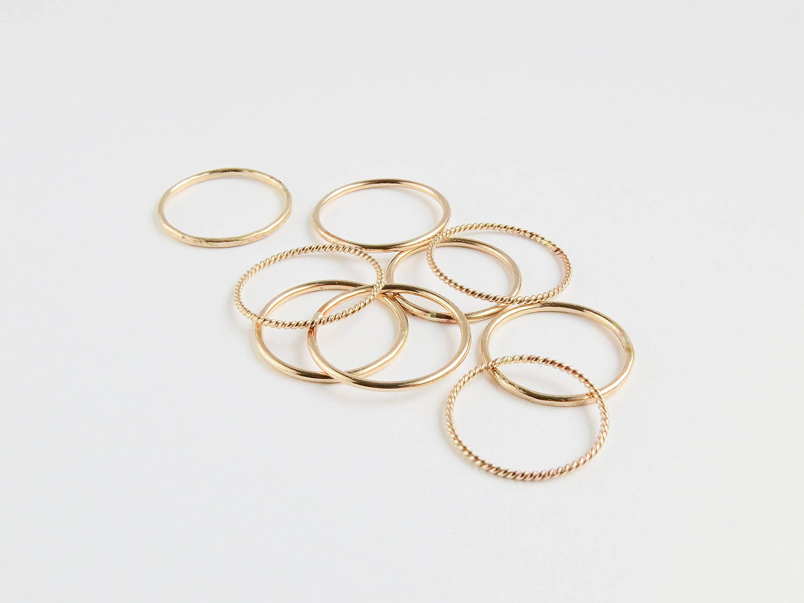 Elegant Gold Stack Rings for Women - Thin Stackable Rings Set, 14K Gold Filled Smooth Bands - Perfect for Layering, Everyday Wear & Special Occasions