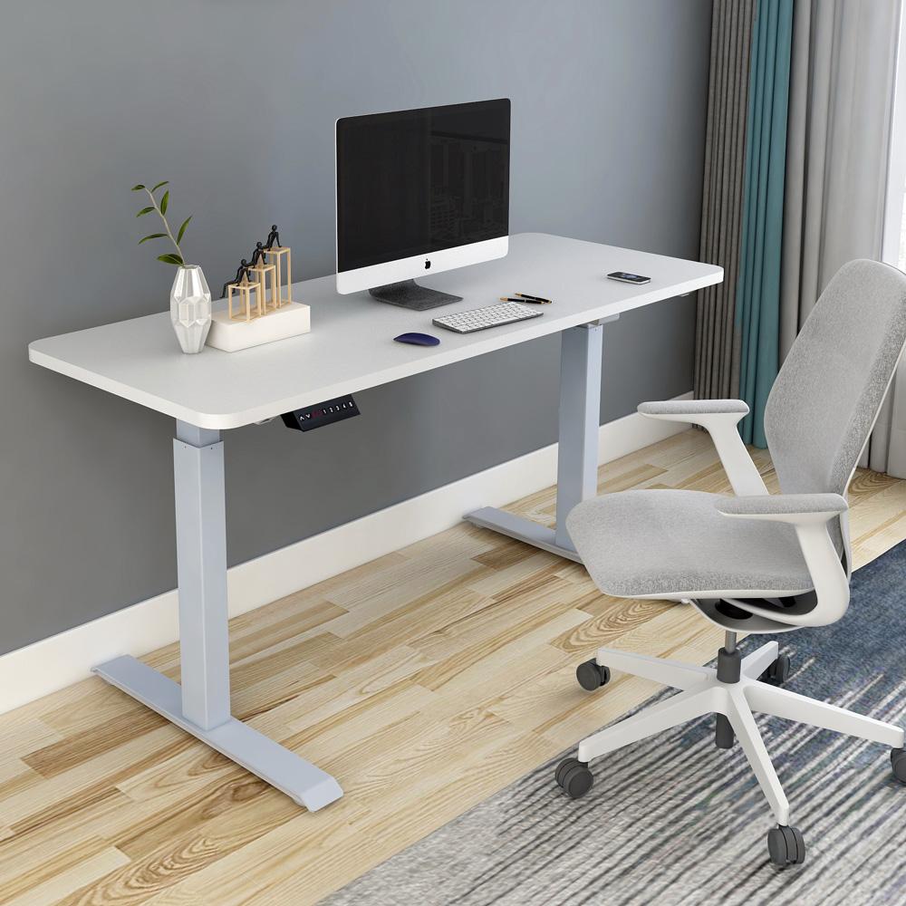 140cm Electric Height Adjustable Standing Desk - Single Motor Sit Stand Workstation with Black Frame & Desktop for Home Office & Workspace - Perfect for Remote Work, Gaming & Study Setup