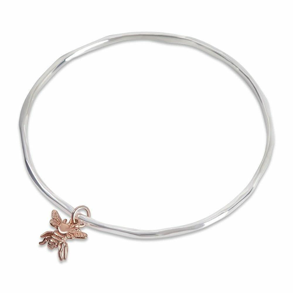 Bee Bangle Bracelet - Sterling Silver & Rose Gold Jewelry for Women - Perfect for Everyday Wear, Gifts & Special Occasions