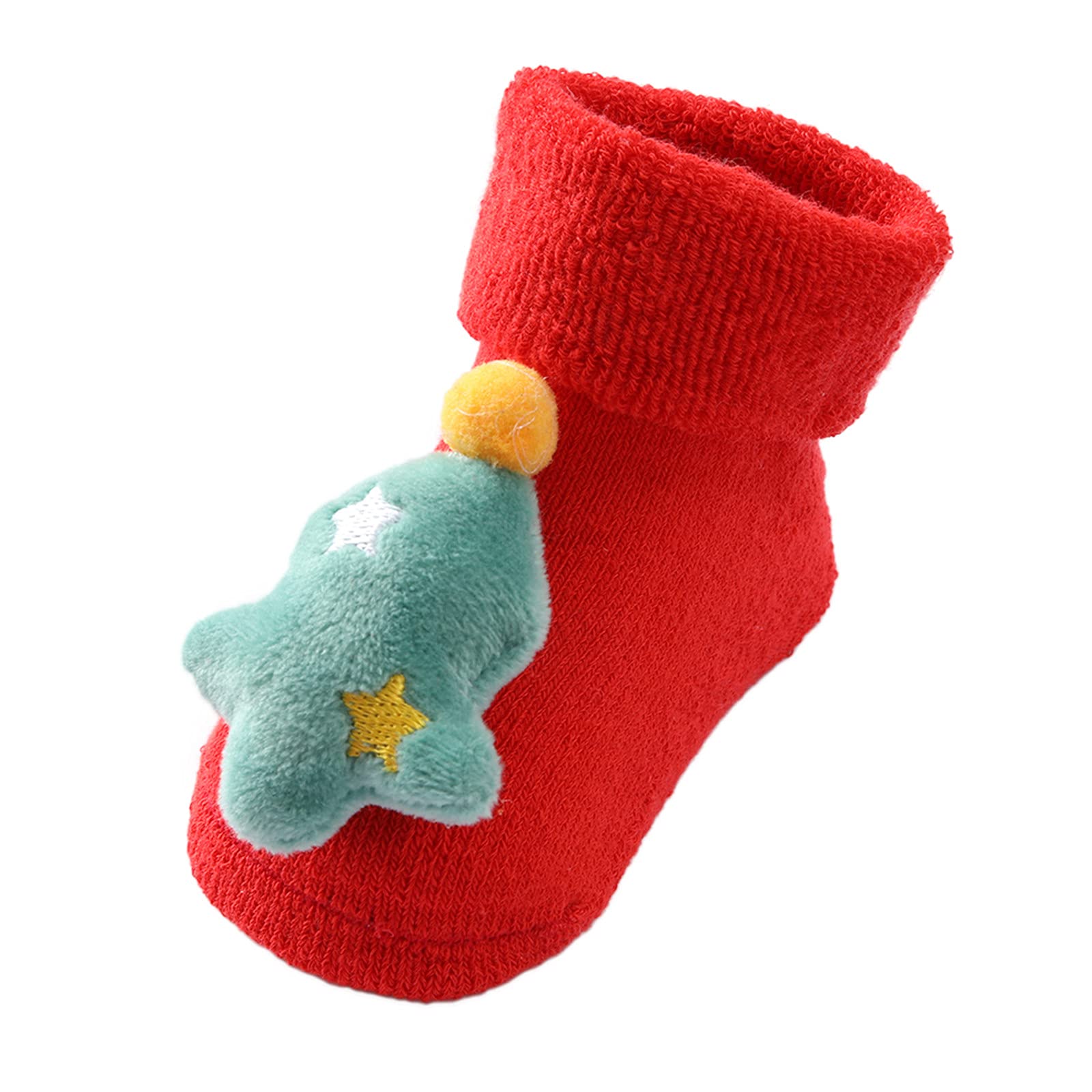 Baby Christmas Socks - Soft Cotton Knee High Warm Socks with Cute Animal Print & White Stripes - Perfect for Holiday Photos, Winter Outfits & Gift Giving
