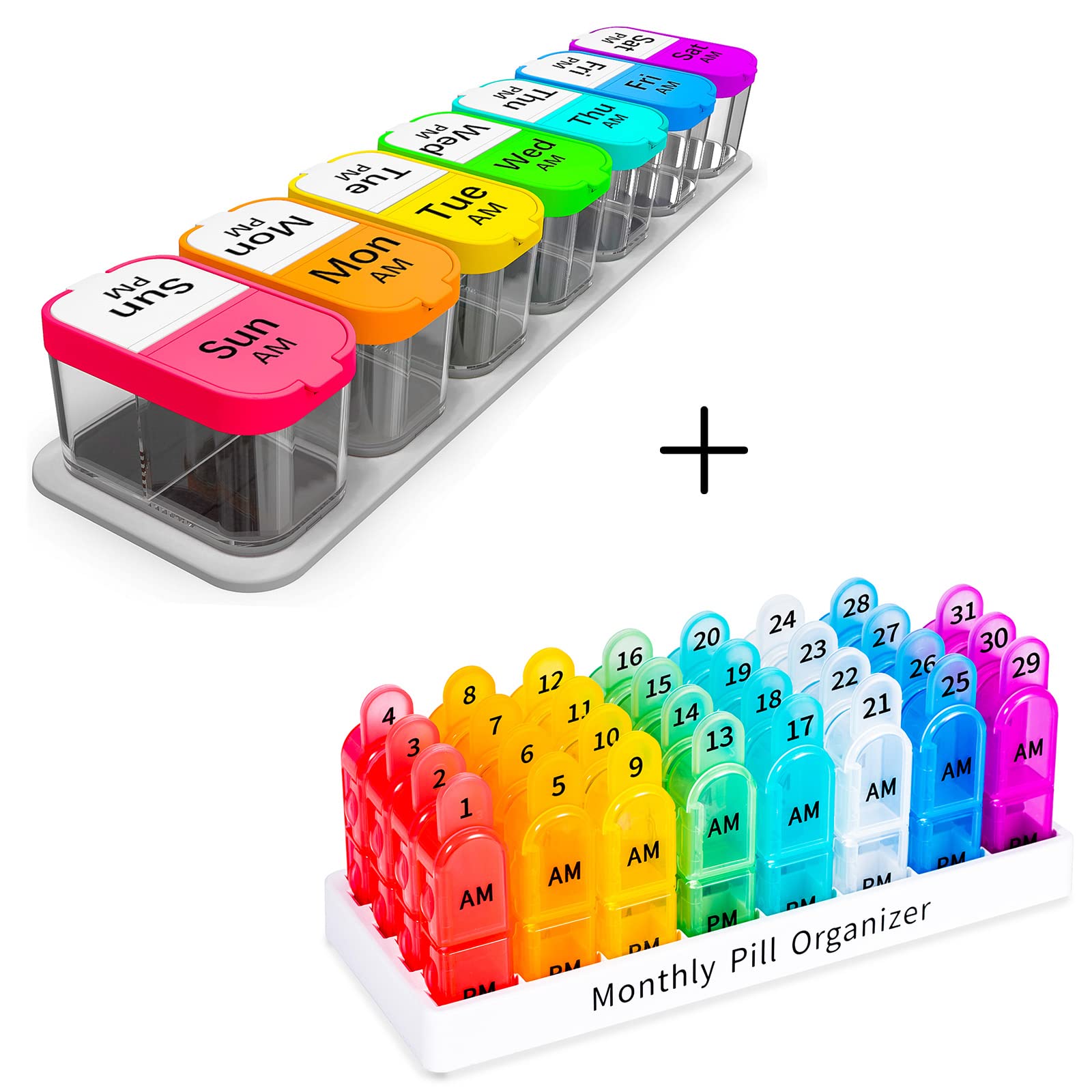 Monthly & Weekly Pill Organizer - Extra Large 2 Times a Day Medication Box - Perfect for Vitamins, Supplements & Daily Medicine Storage