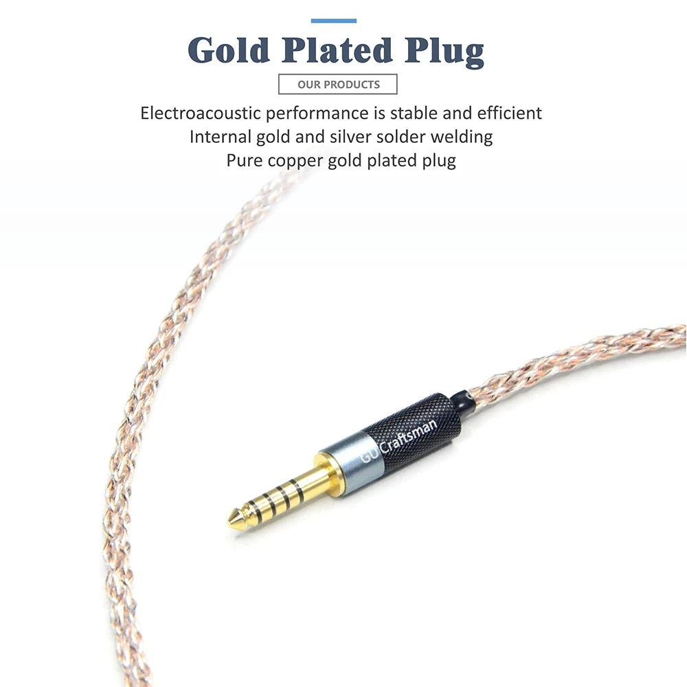 Premium GUCraftsman 5N OFC Copper + Graphene MMCX Upgrade Cable for Sennheiser IE200/IE300/IE600/IE900 - High-Fidelity Audio Experience for Audiophiles & Studio Monitoring