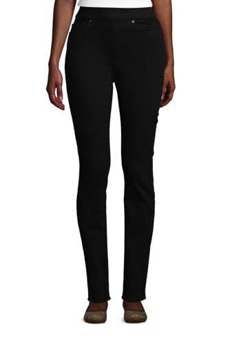 Lands' End Women's Curvy High Rise Pull On Skinny Jeans - Black Size 16 | Stretch Denim Pants for Work & Casual Wear | Comfortable Slim Fit Trousers for Everyday Outfits