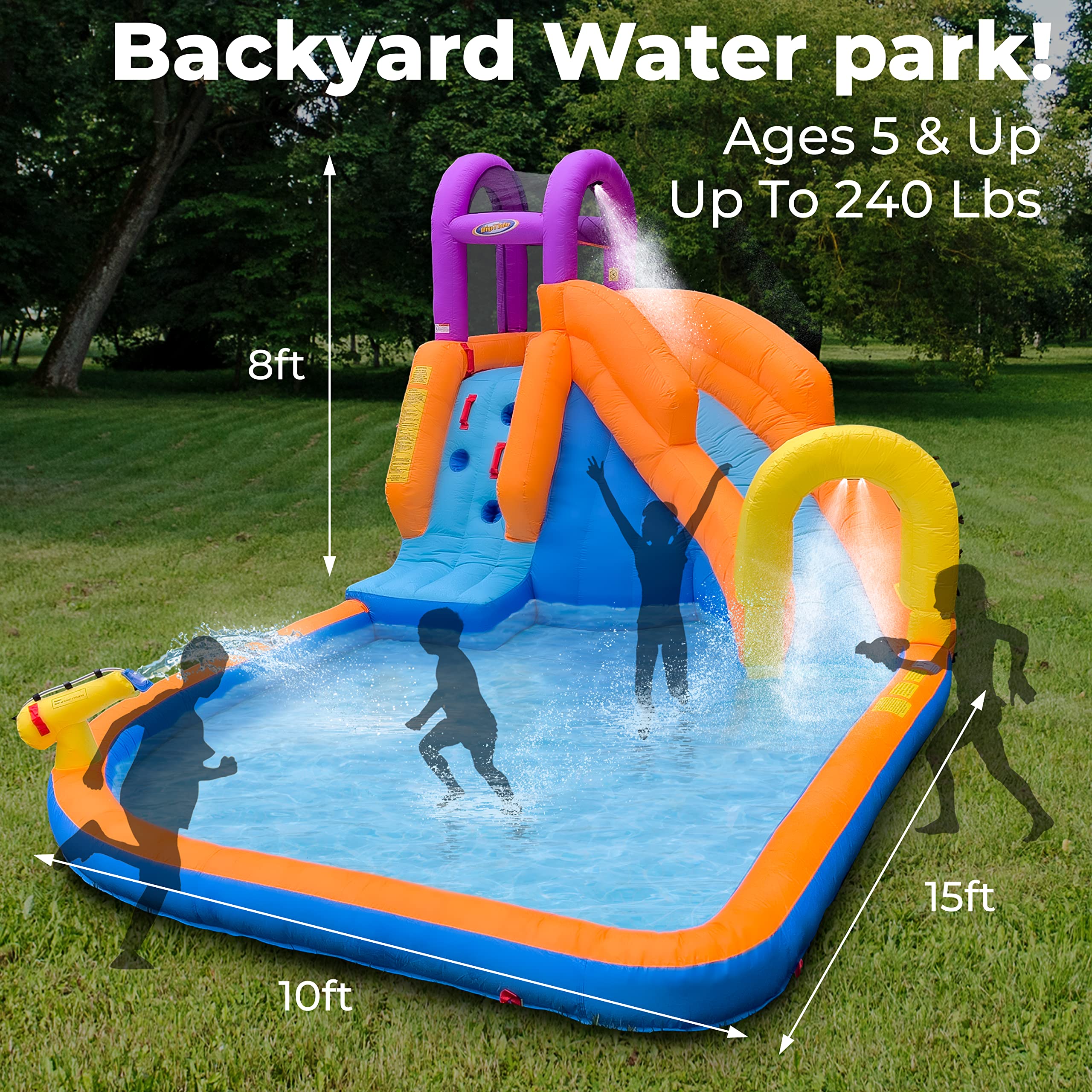 Mega Tornado Twist Inflatable Water Slide for Kids - Outdoor Water Park with Slides, Climbing Wall, Water Cannon & Splash Pool - Ages 5+ - Includes Blower - Perfect for Backyard Summer Parties, Birthday Celebrations & Family Fun