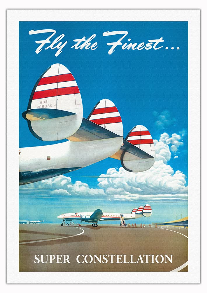 Vintage Frank Soltesz 1952 Lockheed Constellation Airline Travel Poster - Fine Art Rolled Canvas Print 27x40 inches - Perfect for Aviation Enthusiasts & Home/Office Decor