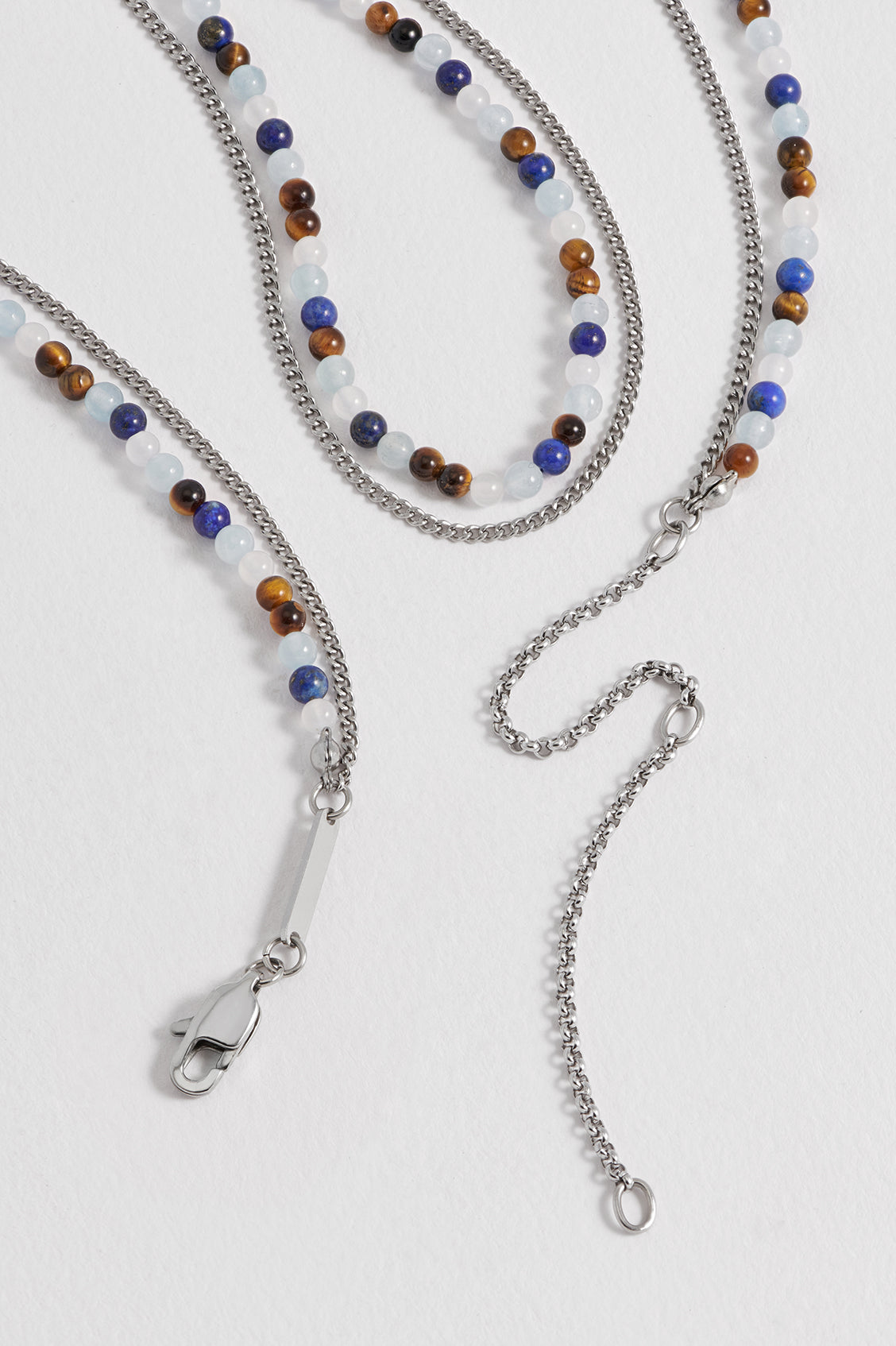 Mixed Gemstone and Chain Duo Necklace - Elegant Layered Jewelry for Women - Perfect for Casual Wear, Date Nights & Special Occasions