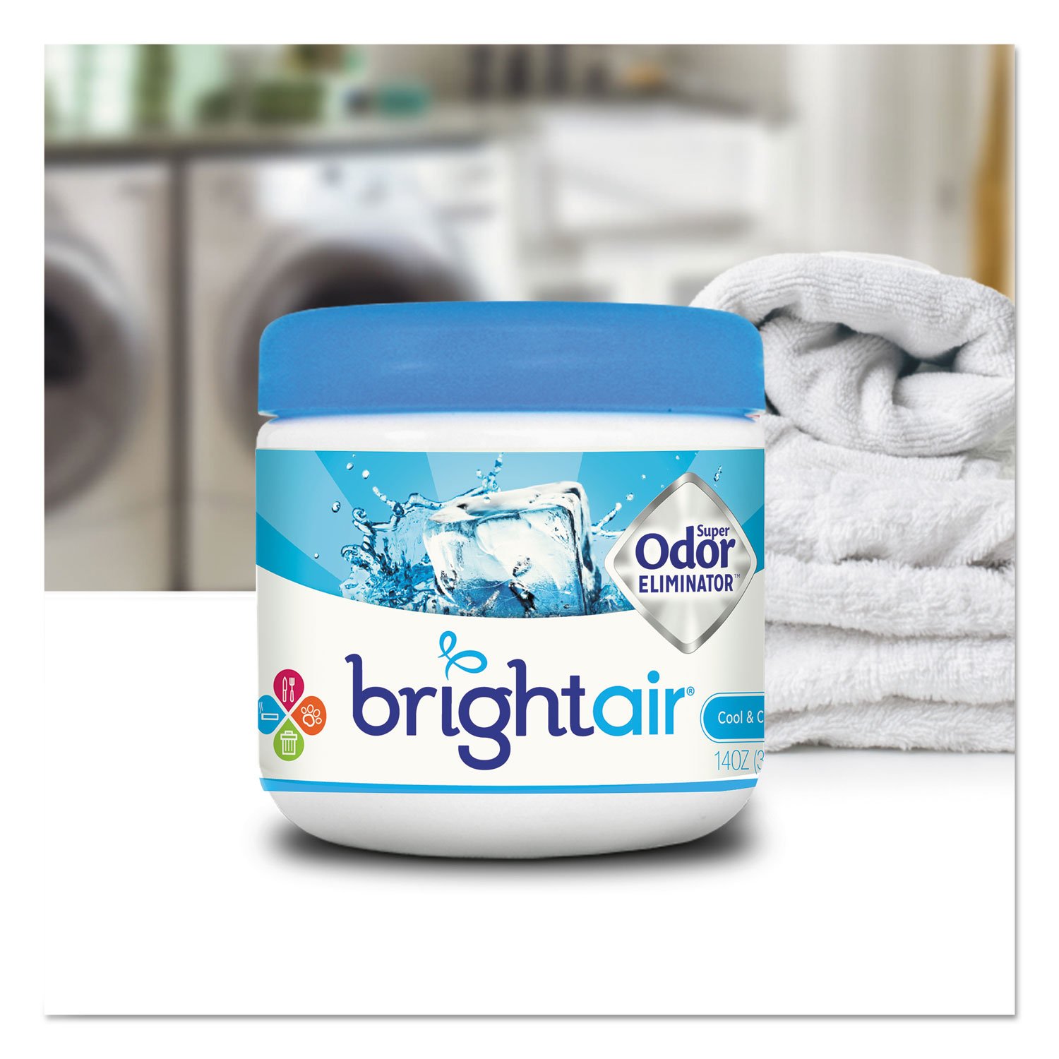 BRIGHT Air 900090EA Super Odor Eliminator Spray - Fresh Cool & Clean Scent, Blue, 14oz - Eliminates Tough Odors in Home, Car, Gym & Office