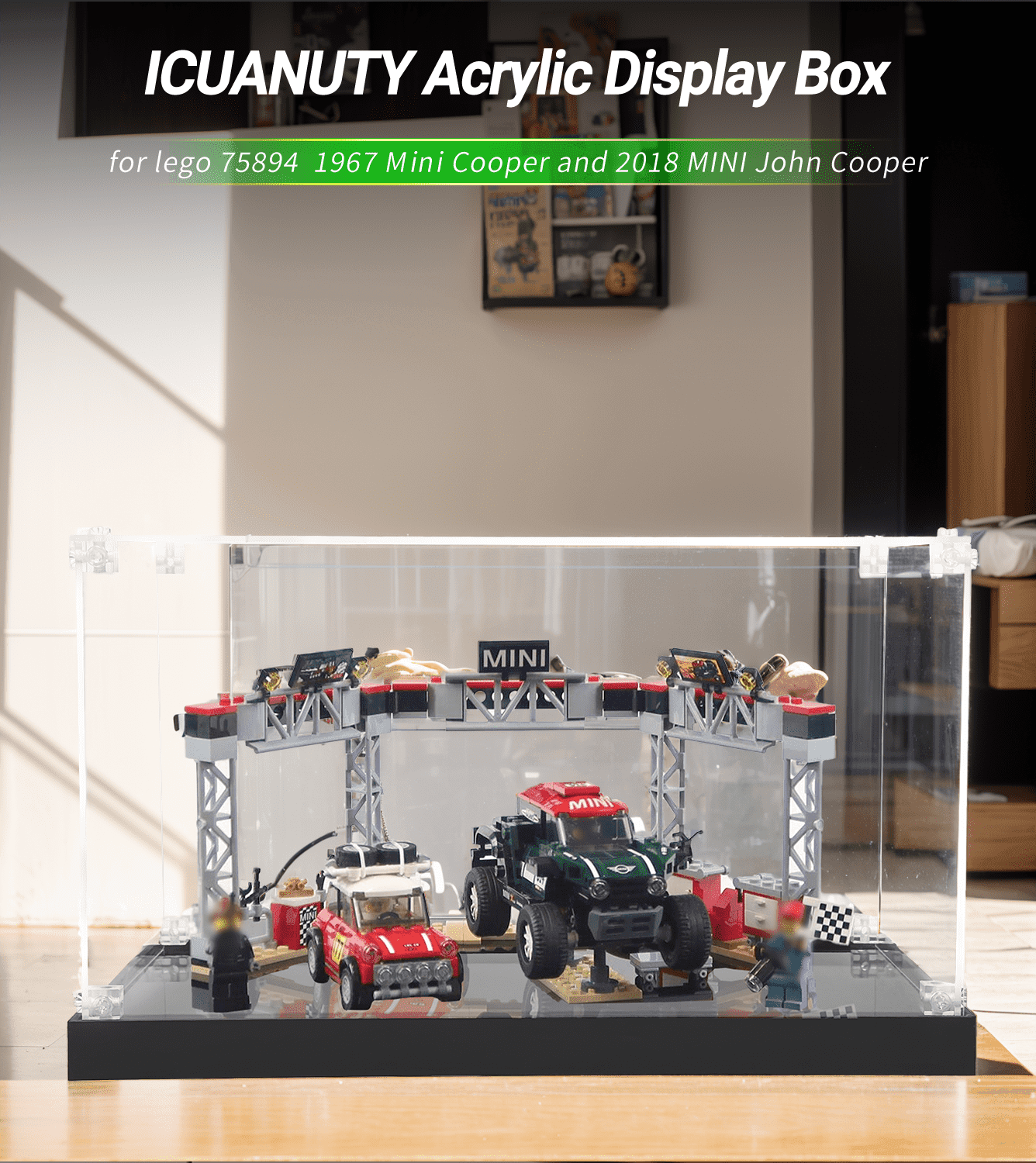 LEGO Speed Champions 75894 Display Case - Clear Acrylic Showcase for Car Model Collection - Perfect for Home Decor, Office Display & Gift for LEGO Fans