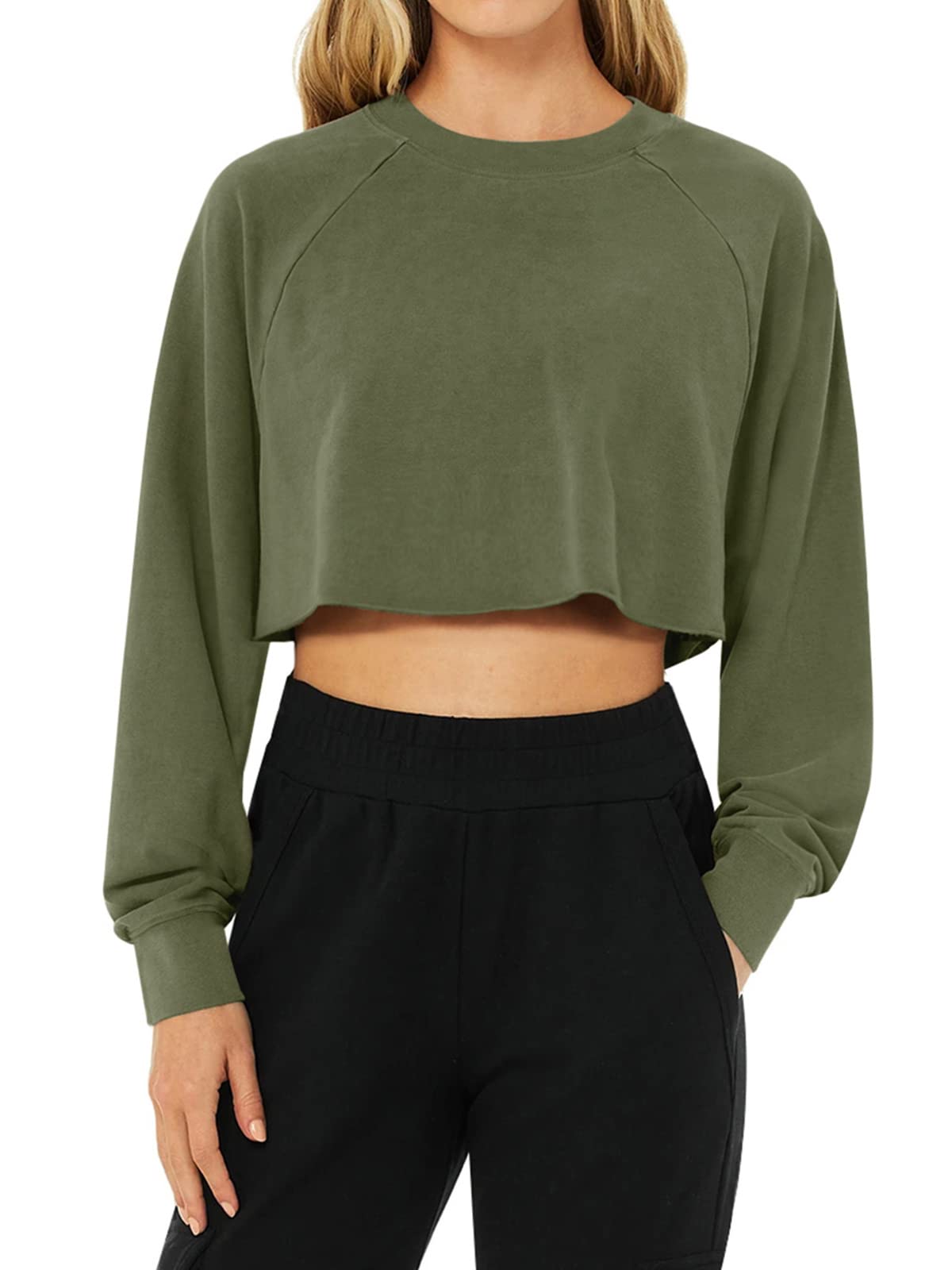 LASLULU Women's Long Sleeve Crop Top - Athletic Workout Shirt with Thumb Holes | Gym, Yoga & Casual Wear | Moisture-Wicking Comfort for Running & Outdoor Activities